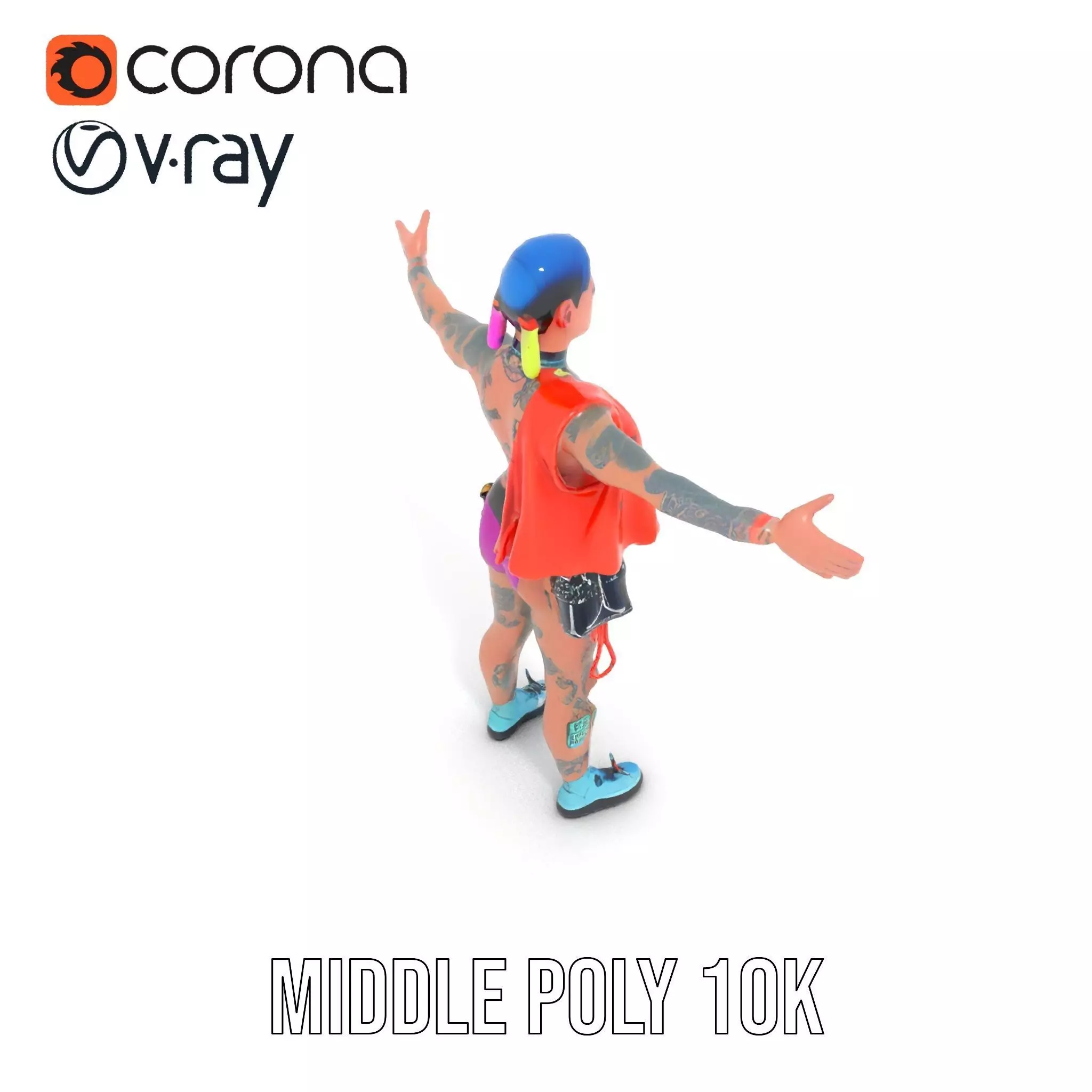 Vibrant Cyberpunk Character model pack Low-poly 3D model_18