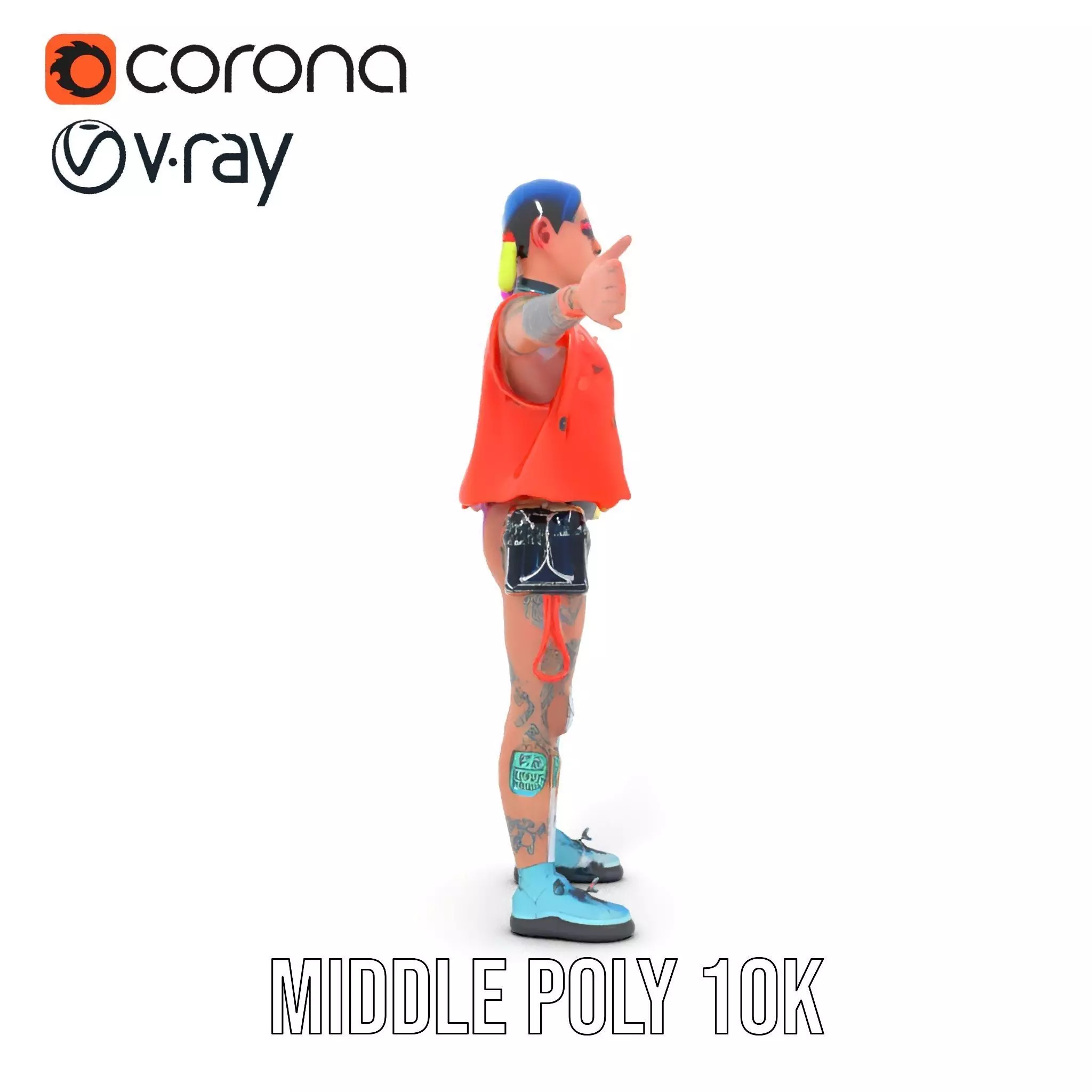 Vibrant Cyberpunk Character model pack Low-poly 3D model_21