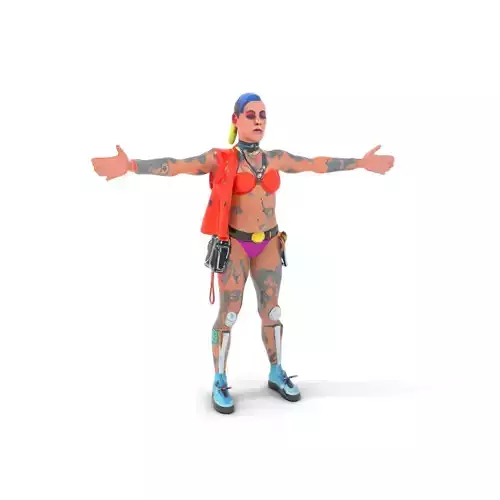 Vibrant Cyberpunk Character model pack Low-poly 3D model