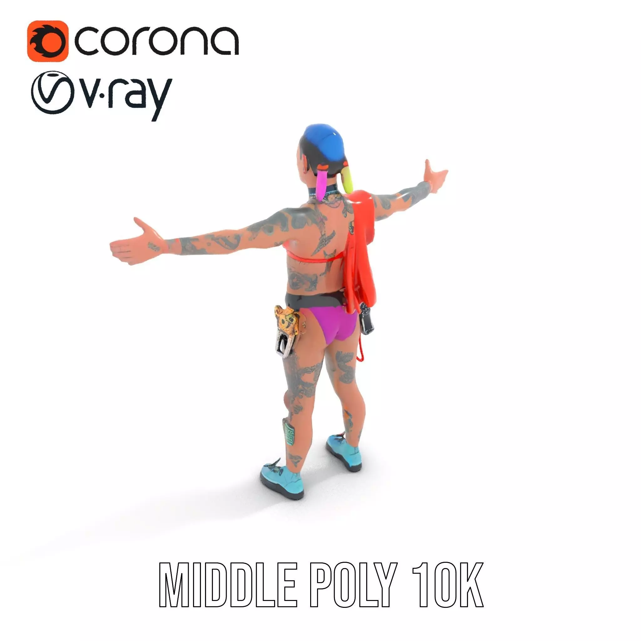 Vibrant Cyberpunk Character model pack Low-poly 3D model_11