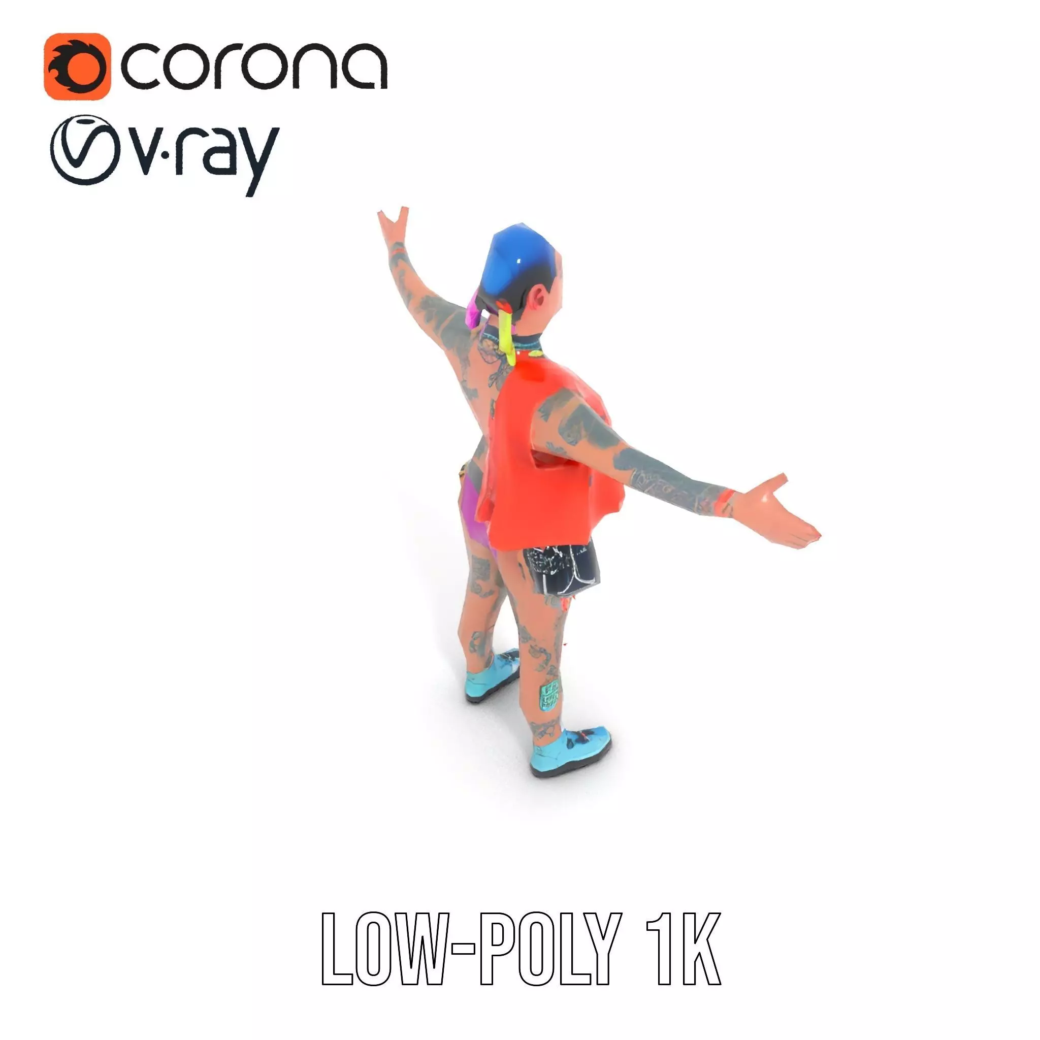 Vibrant Cyberpunk Character model pack Low-poly 3D model_14