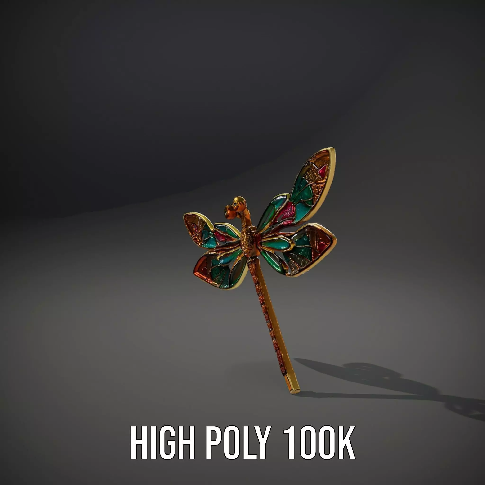 Elegant Dragonfly Brooch model pack Low-poly 3D model_8