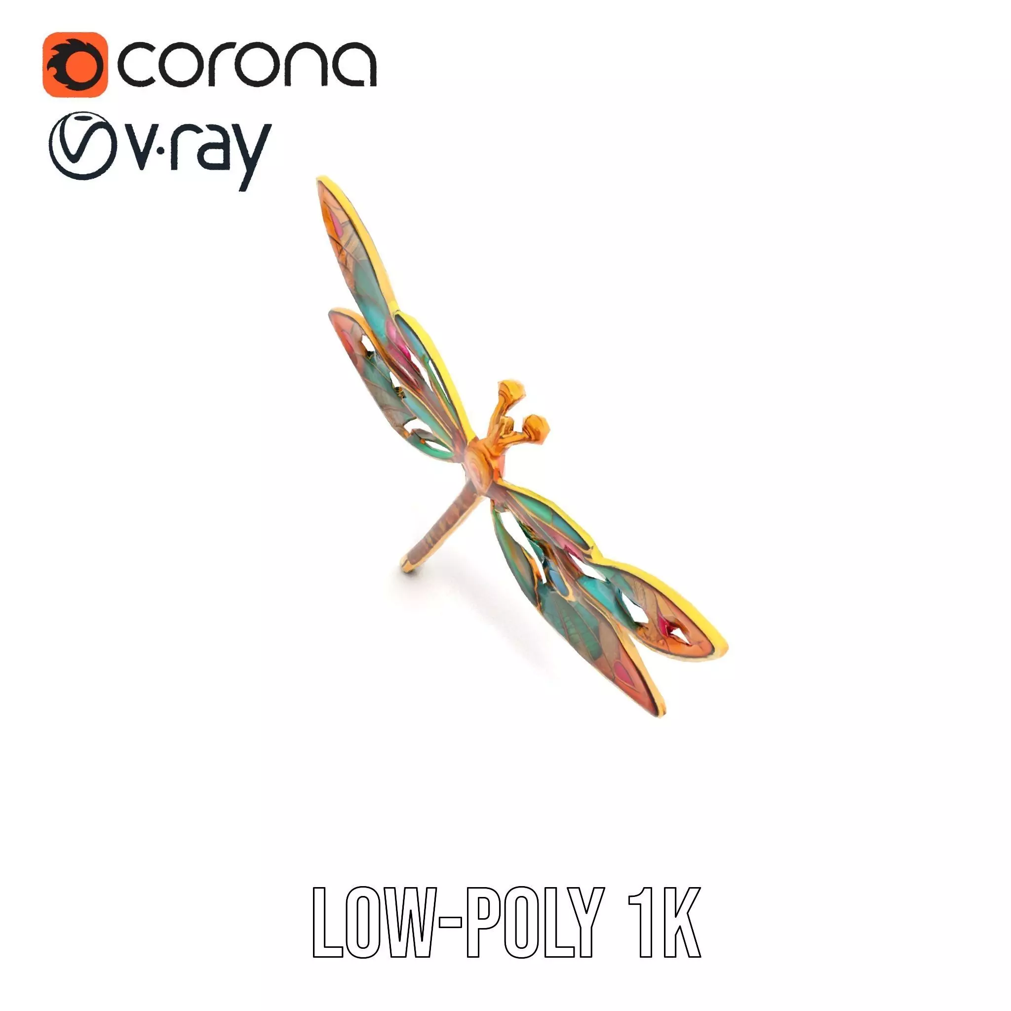 Elegant Dragonfly Brooch model pack Low-poly 3D model_22