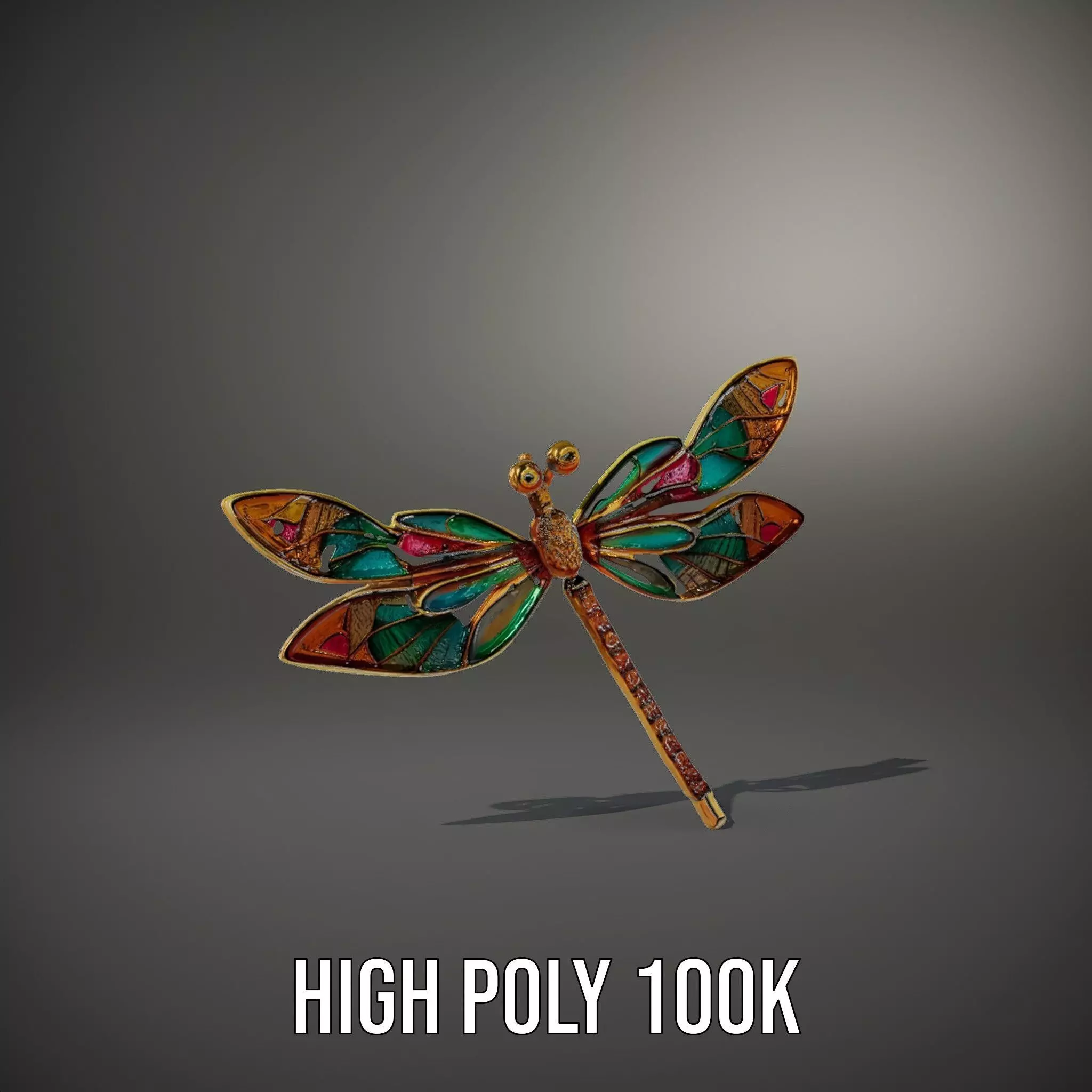Elegant Dragonfly Brooch model pack Low-poly 3D model_10