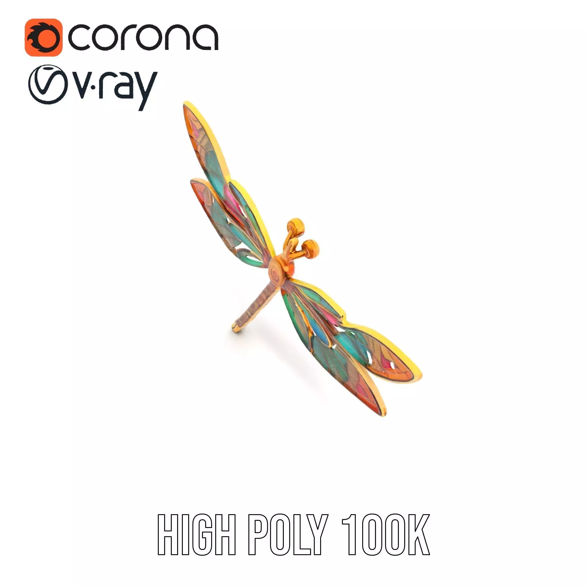 Elegant Dragonfly Brooch model pack Low-poly 3D model_23