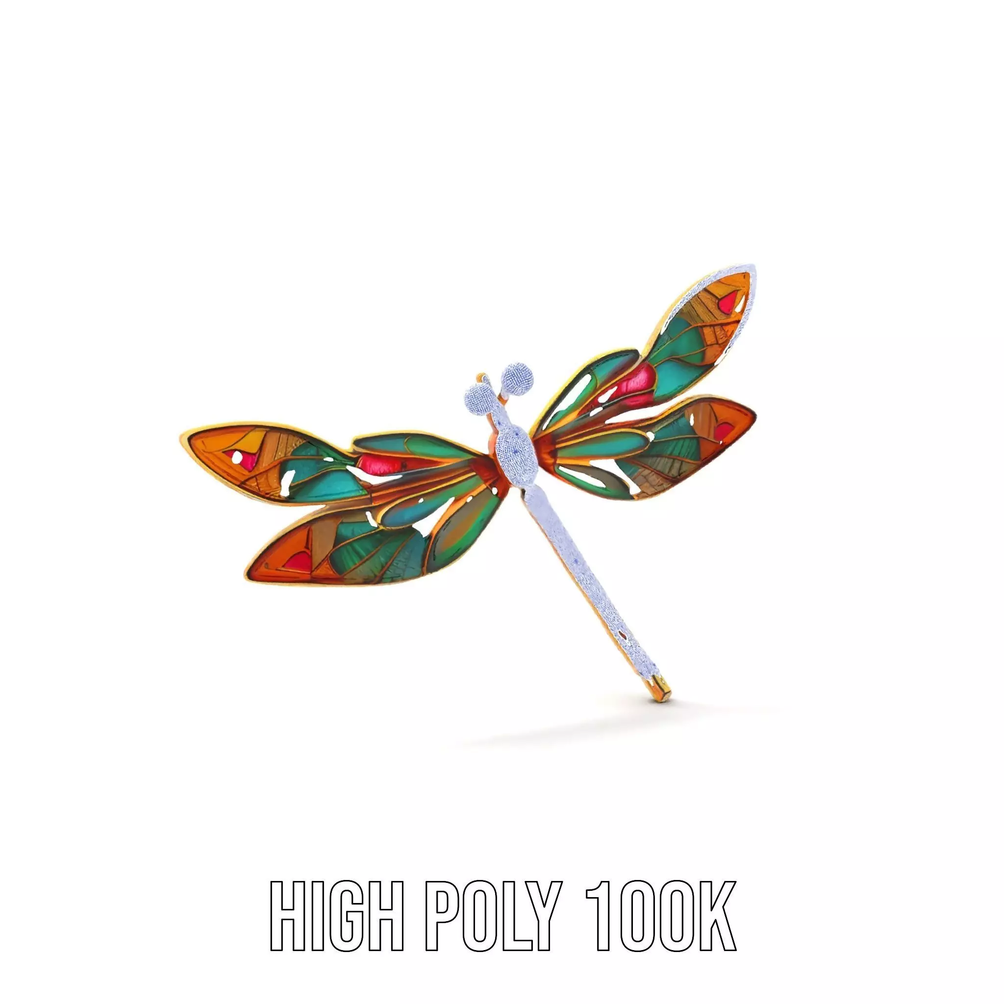 Elegant Dragonfly Brooch model pack Low-poly 3D model_4