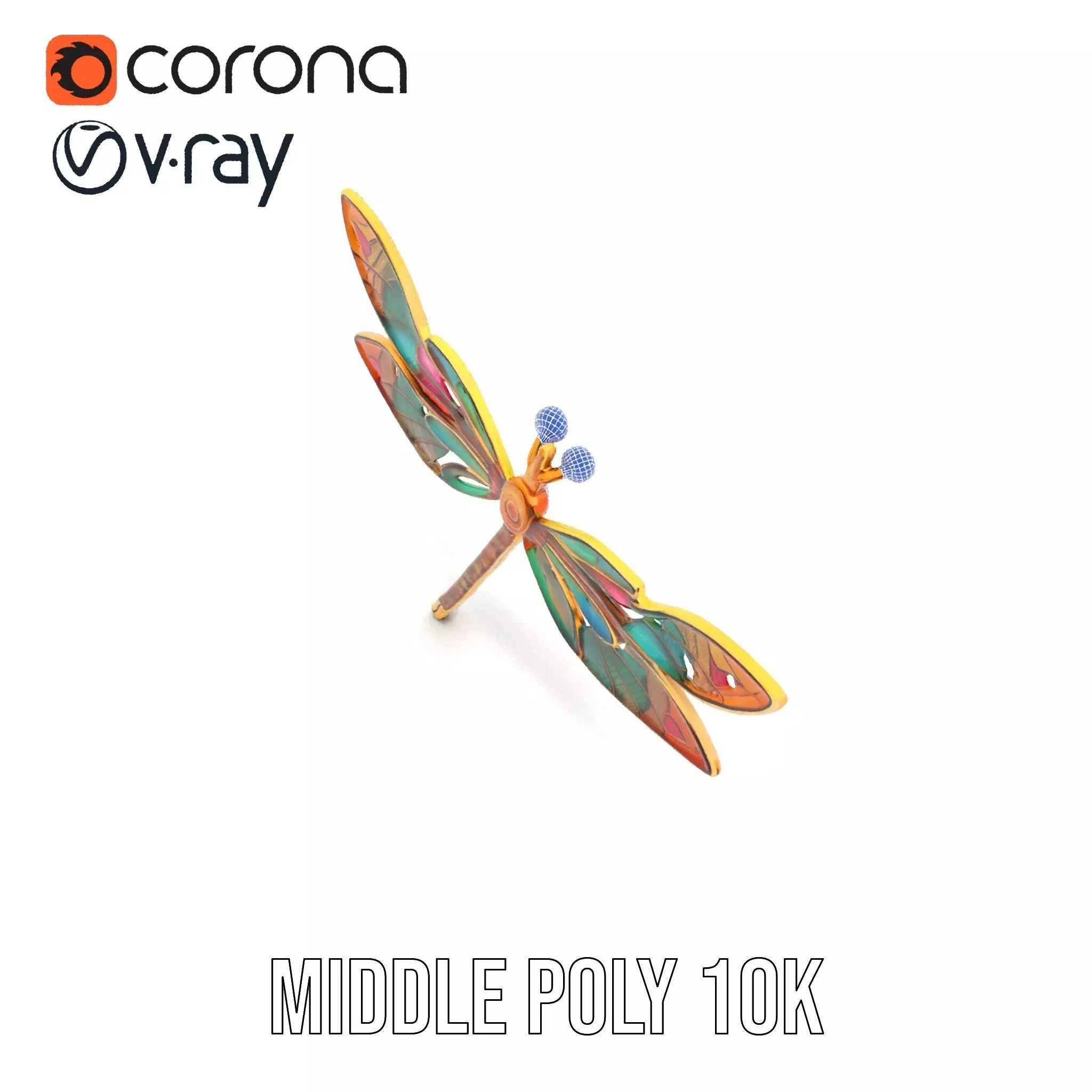 Elegant Dragonfly Brooch model pack Low-poly 3D model_13