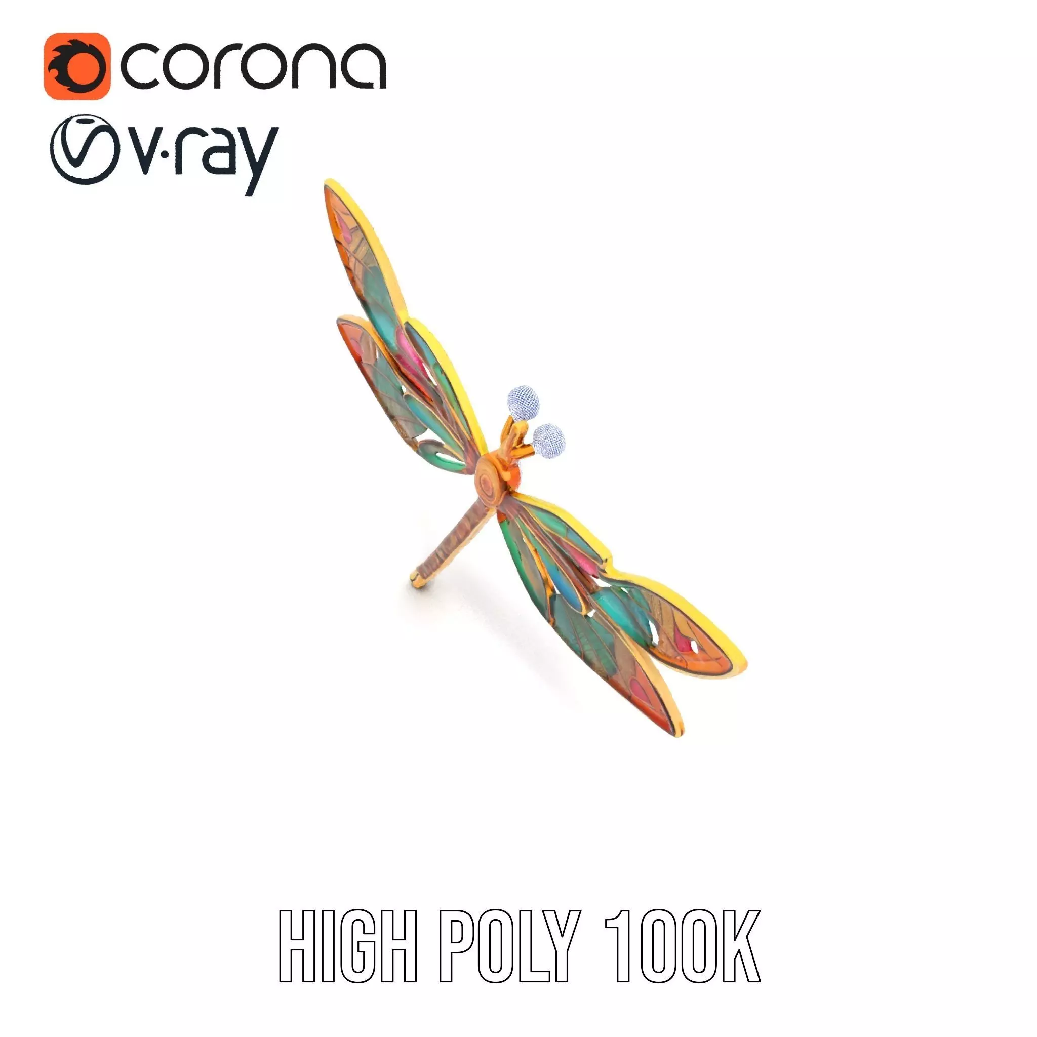 Elegant Dragonfly Brooch model pack Low-poly 3D model_29