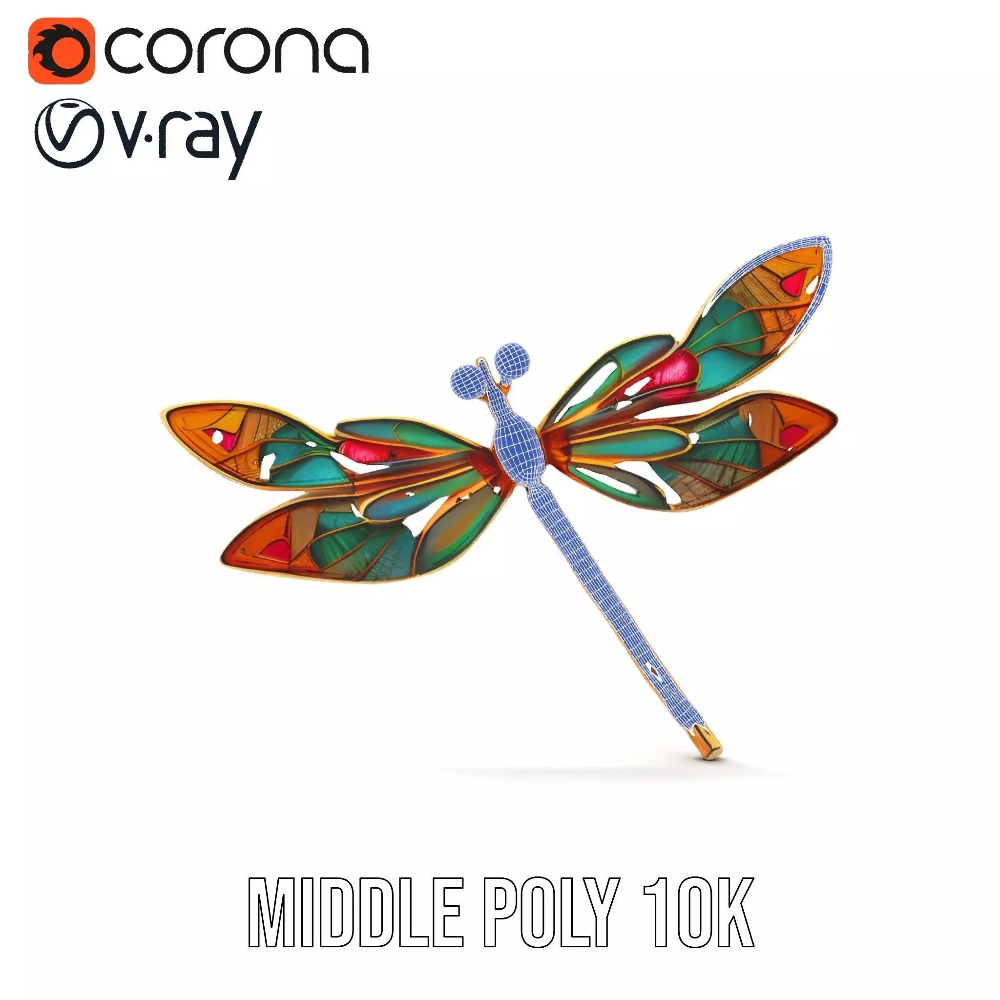 Elegant Dragonfly Brooch model pack Low-poly 3D model_21