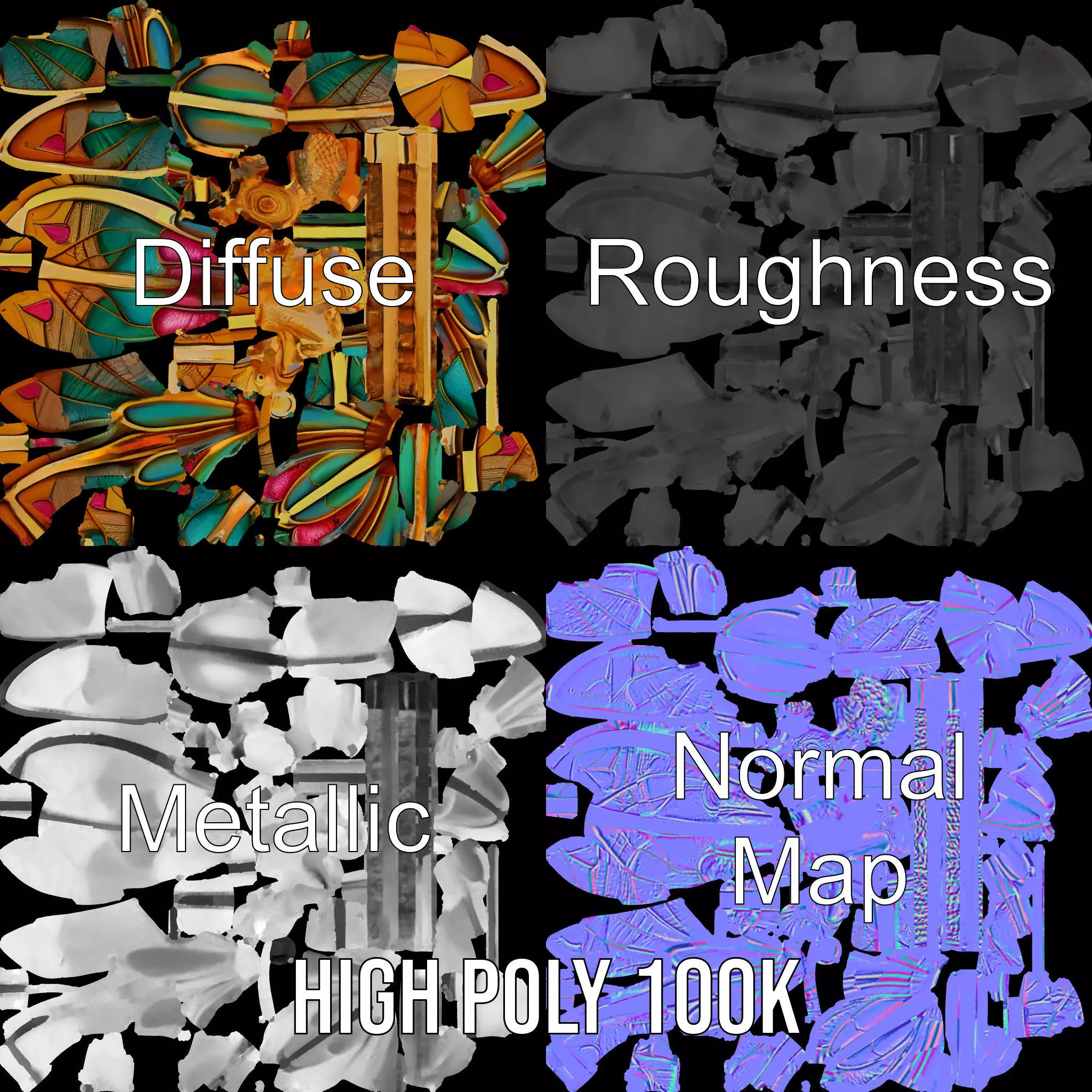 Elegant Dragonfly Brooch model pack Low-poly 3D model_3