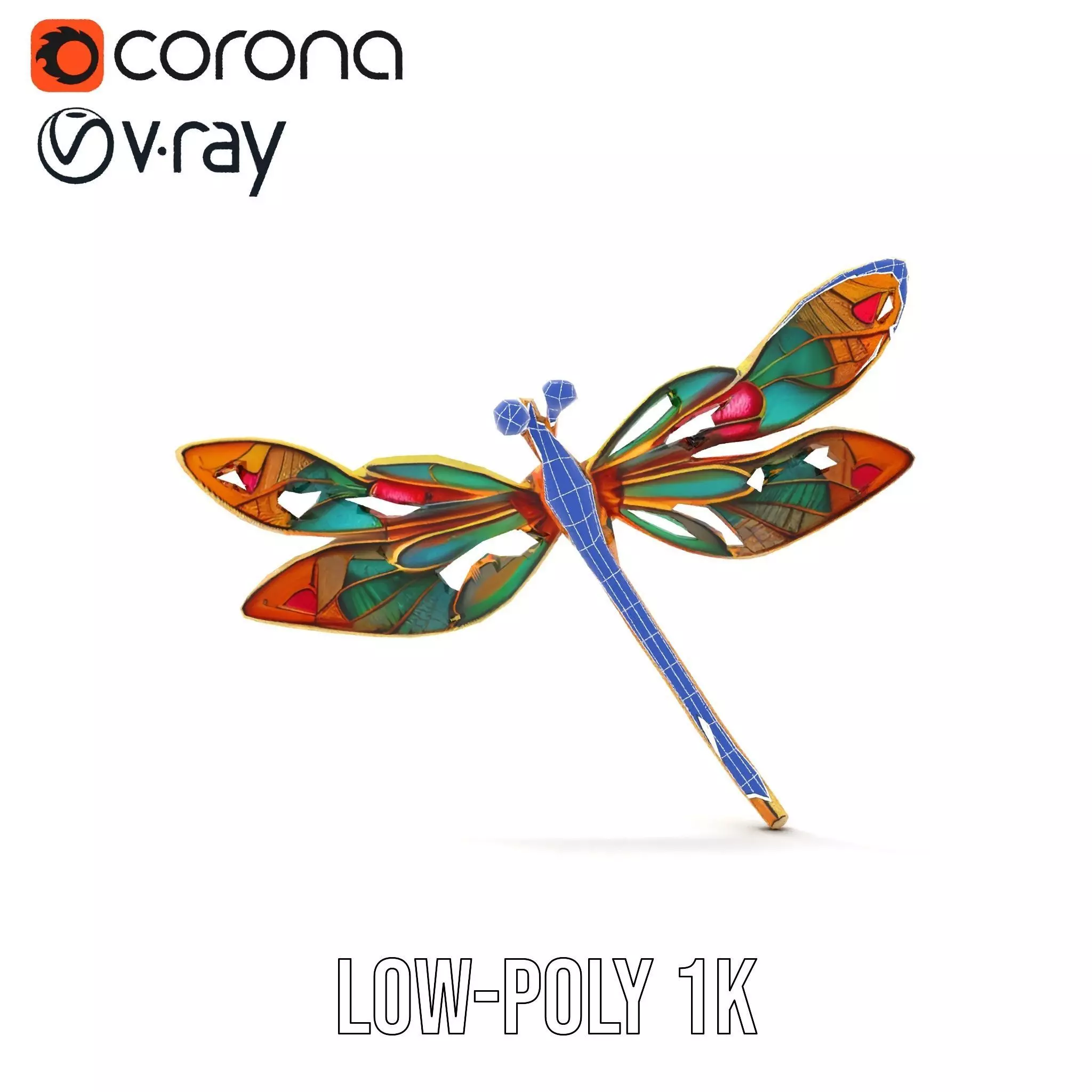 Elegant Dragonfly Brooch model pack Low-poly 3D model_20