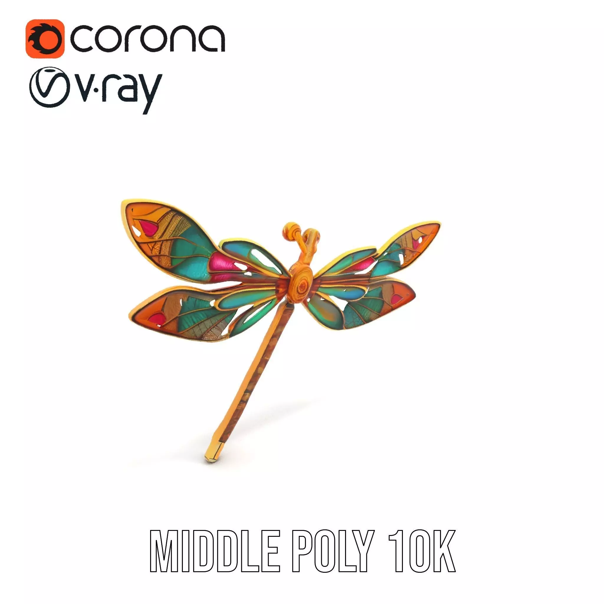 Elegant Dragonfly Brooch model pack Low-poly 3D model_11