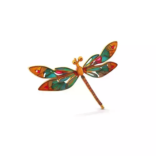 Elegant Dragonfly Brooch model pack Low-poly 3D model