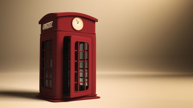 Cartoon London Iconic Telephone Booth