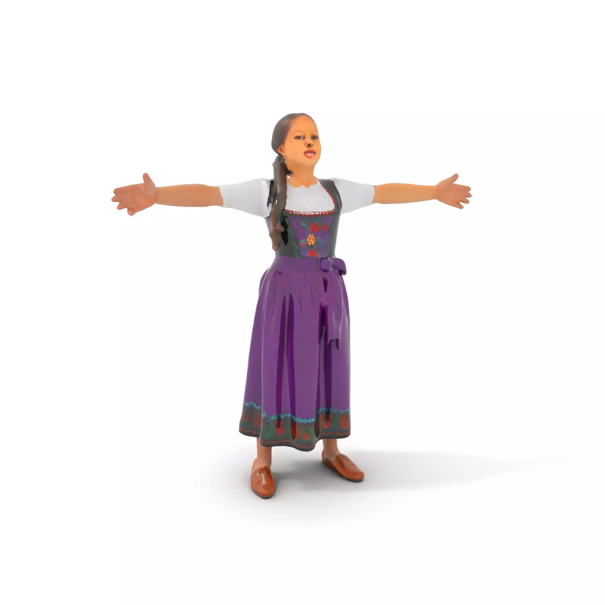 Purple Dirndl Dress model pack Low-poly 3D model_0
