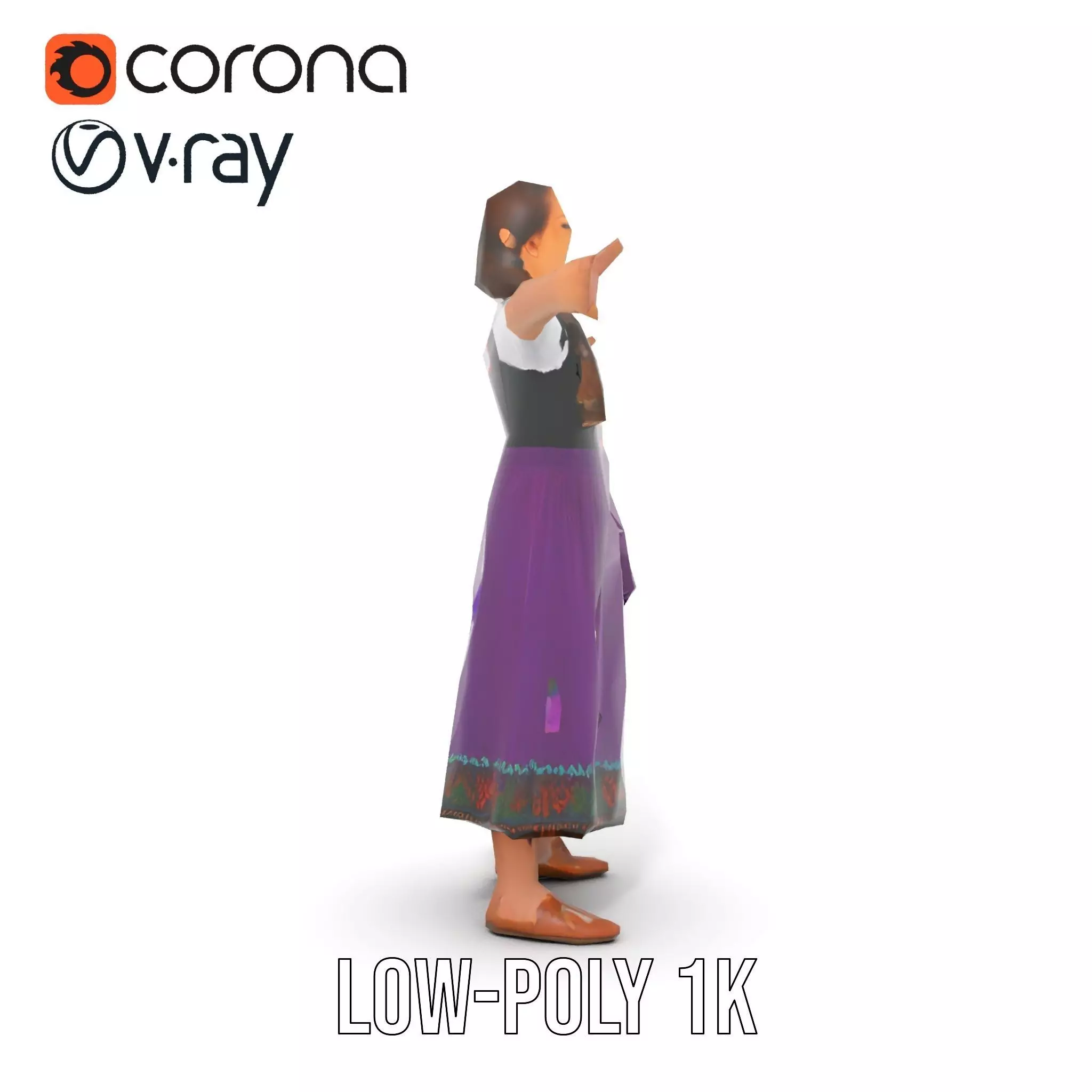 Purple Dirndl Dress model pack Low-poly 3D model_18