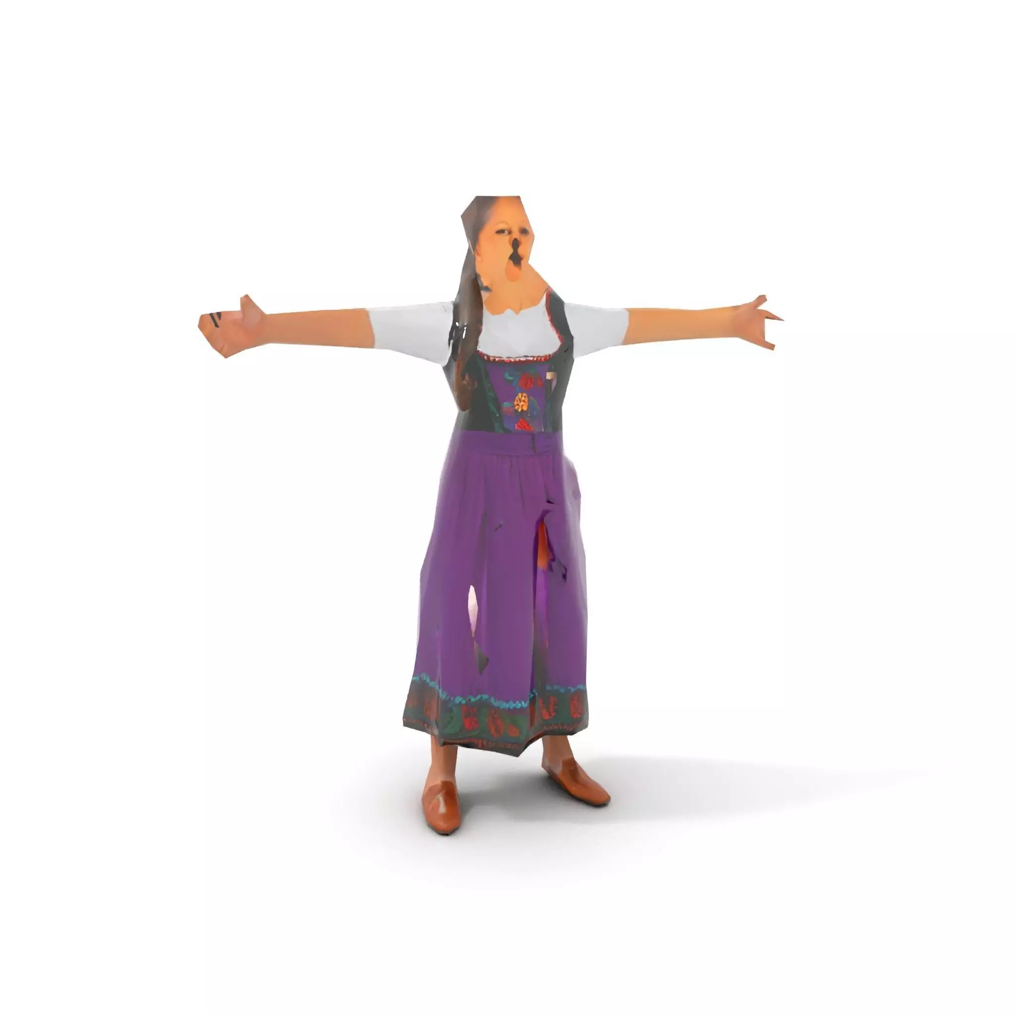 Purple Dirndl Dress model pack Low-poly 3D model_12