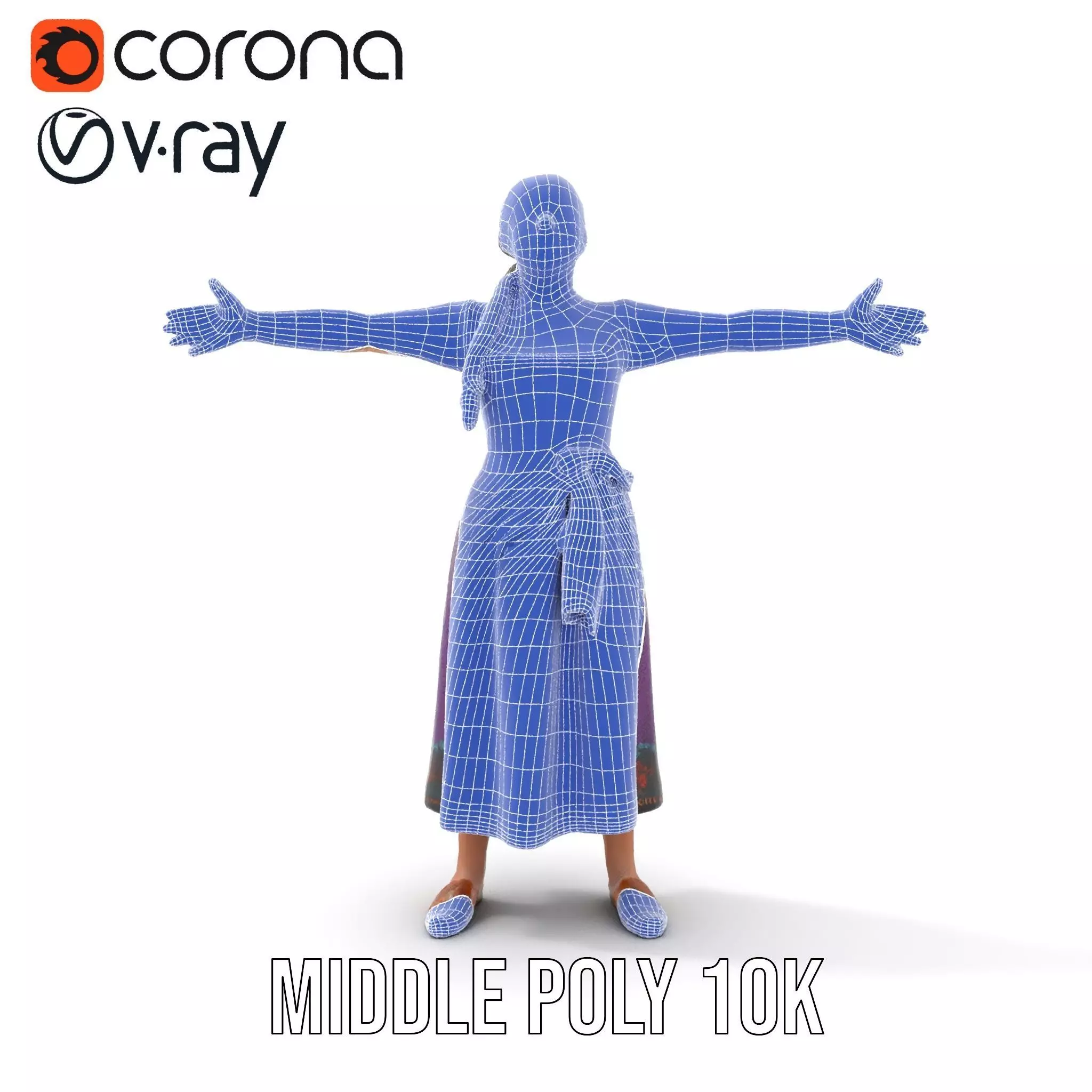 Purple Dirndl Dress model pack Low-poly 3D model_17