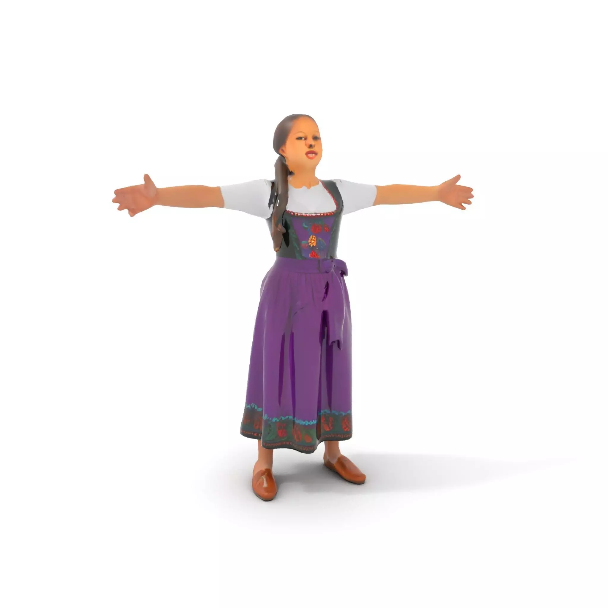 Purple Dirndl Dress model pack Low-poly 3D model_5