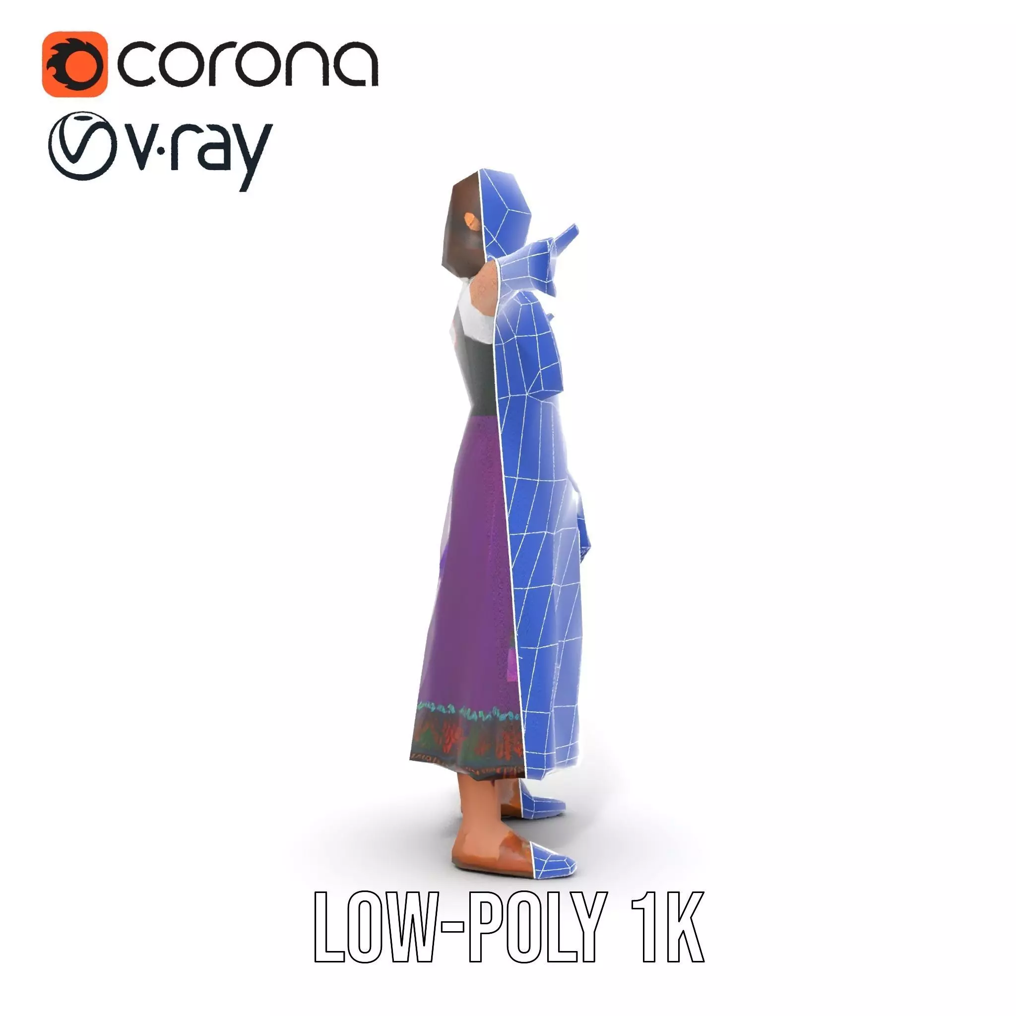 Purple Dirndl Dress model pack Low-poly 3D model_27