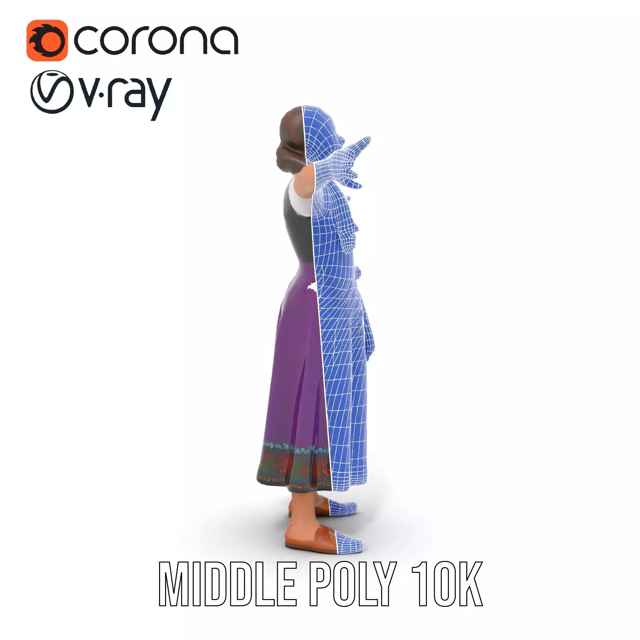 Purple Dirndl Dress model pack Low-poly 3D model_29