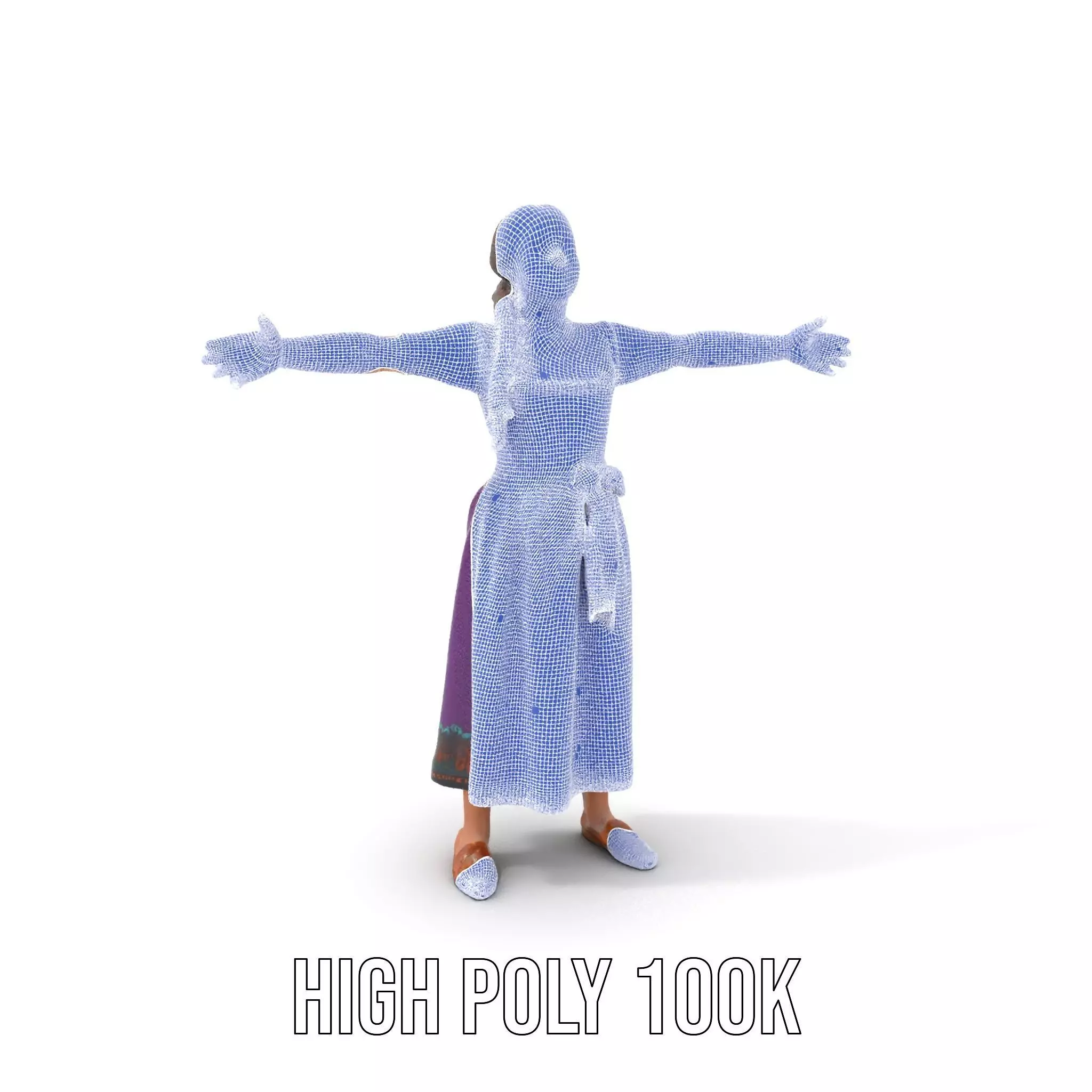 Purple Dirndl Dress model pack Low-poly 3D model_4