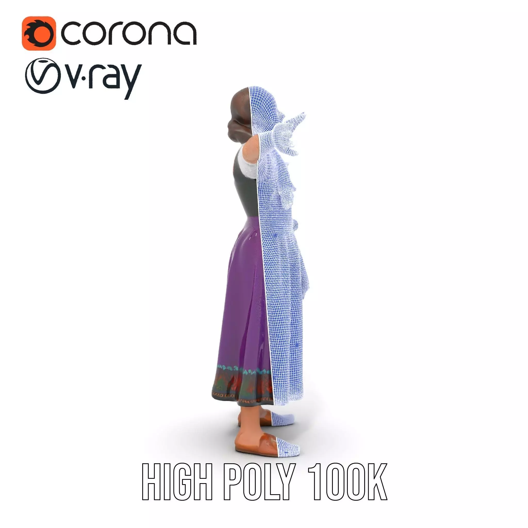 Purple Dirndl Dress model pack Low-poly 3D model_32