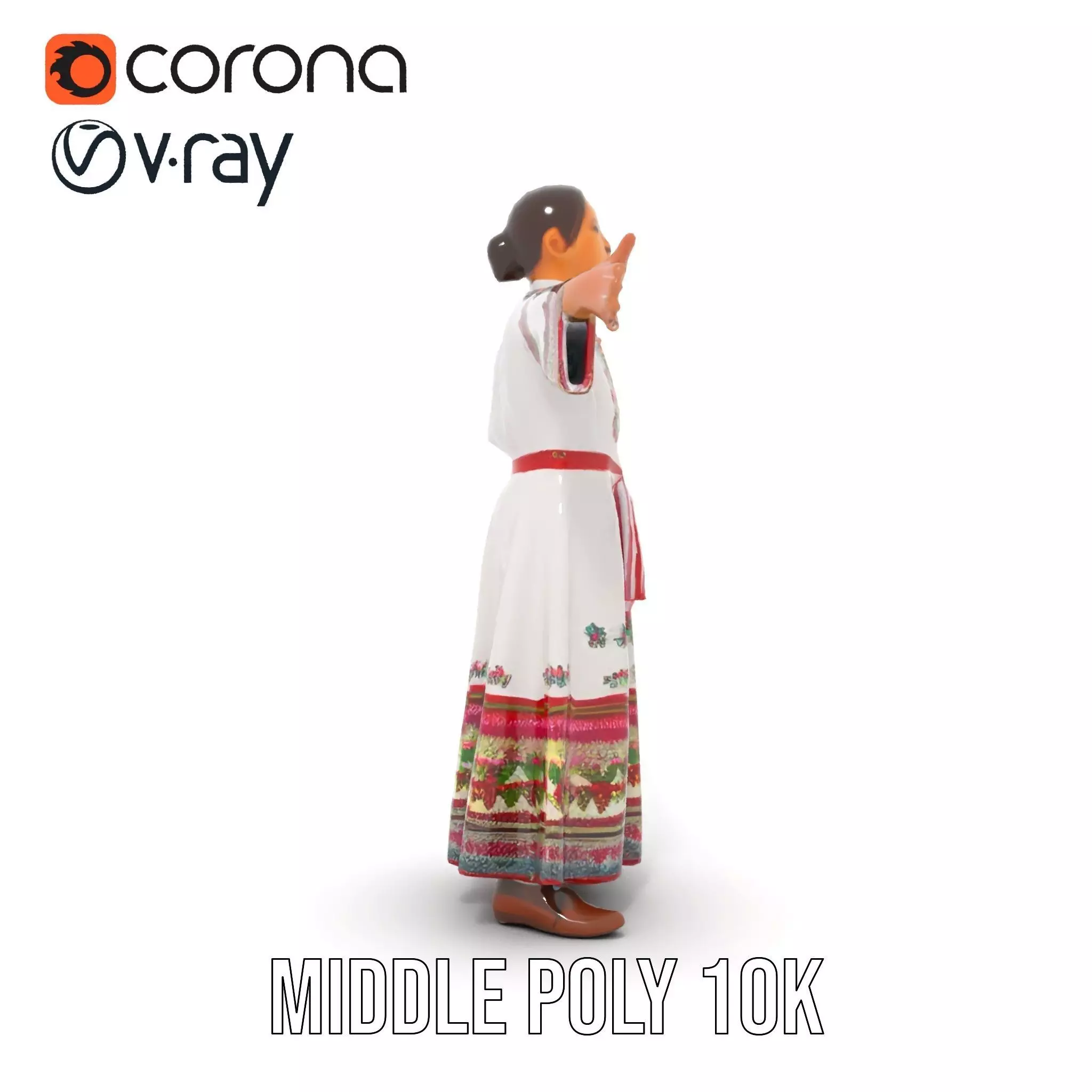 Traditional Embroidered Dress model pack Low-poly 3D model_19