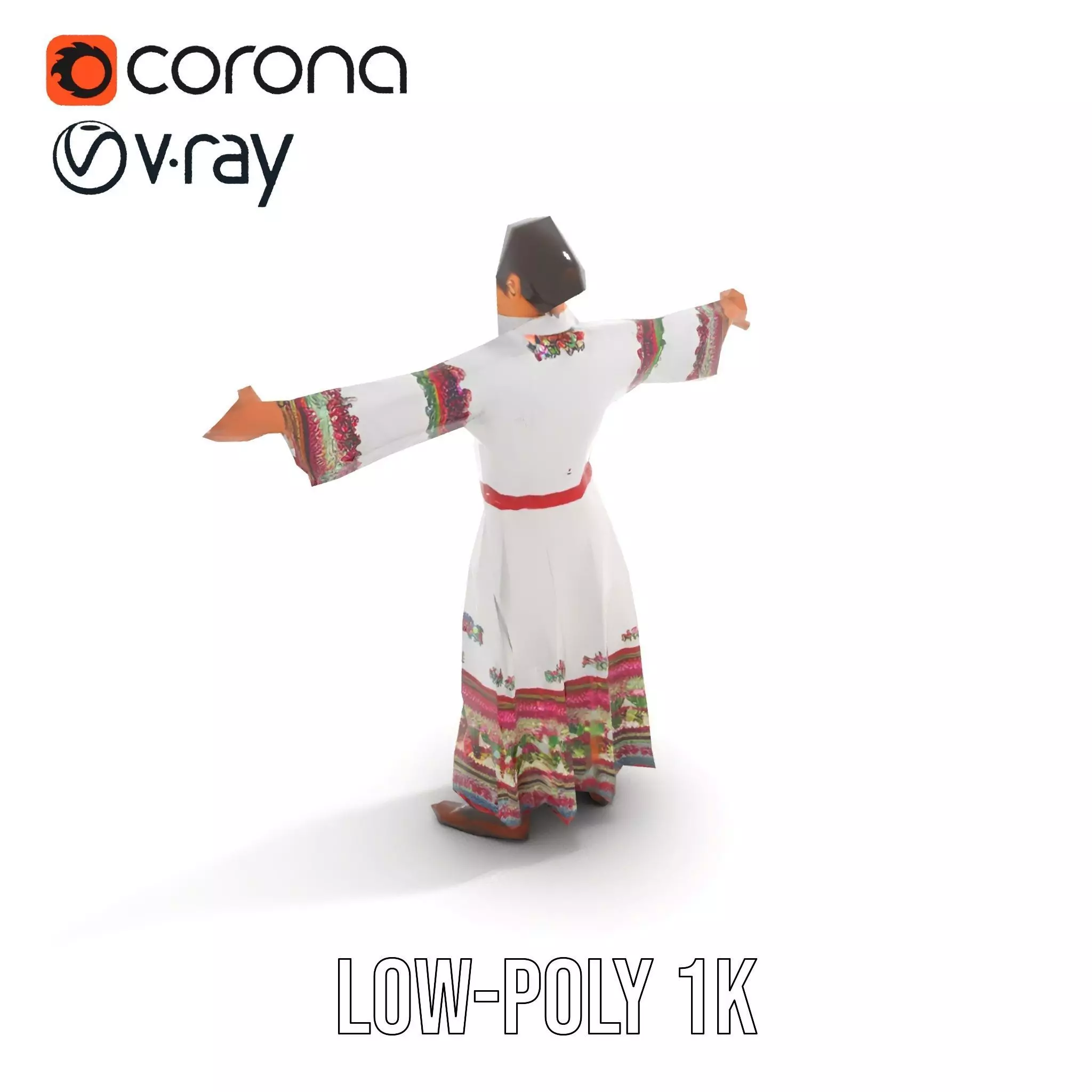 Traditional Embroidered Dress model pack Low-poly 3D model_11