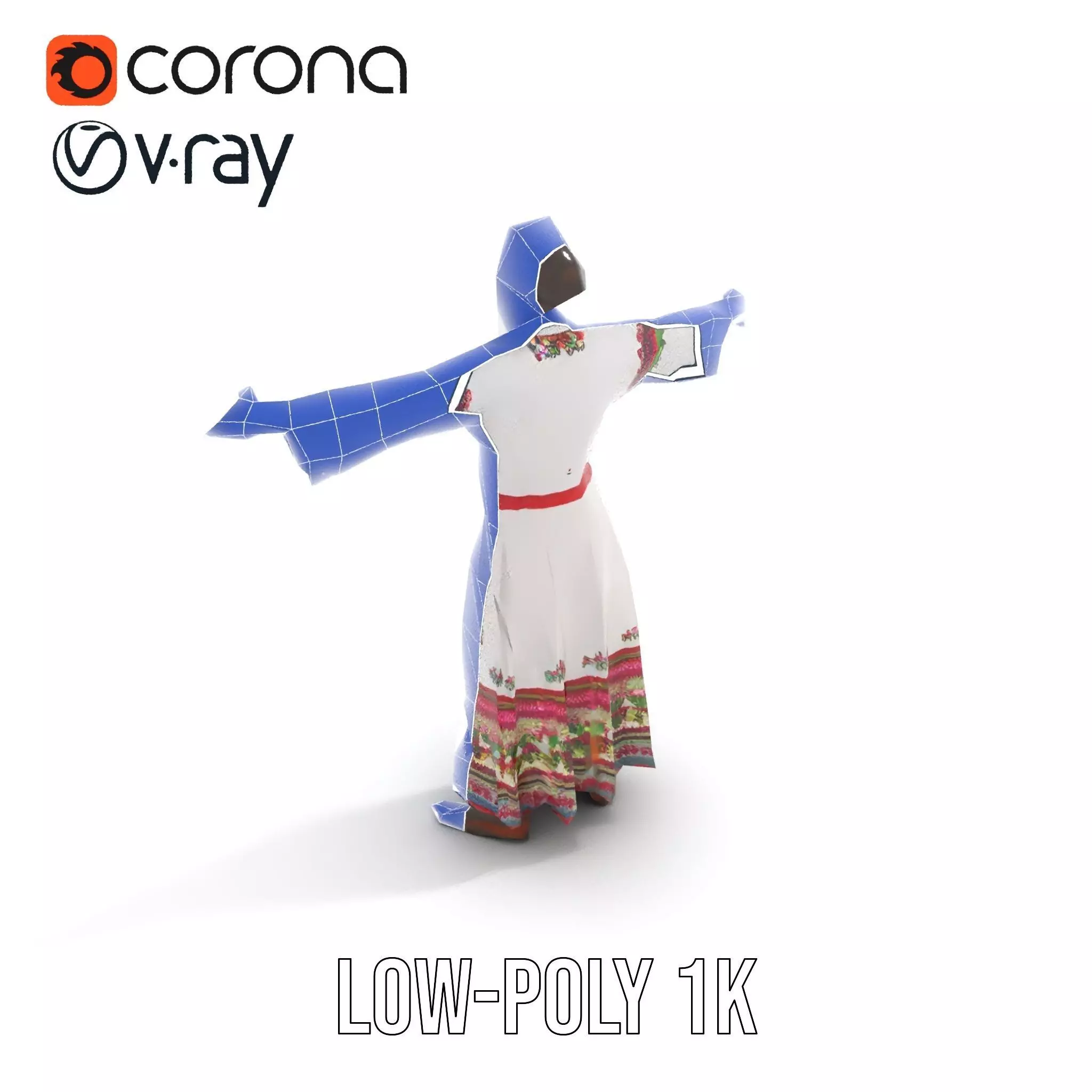 Traditional Embroidered Dress model pack Low-poly 3D model_20