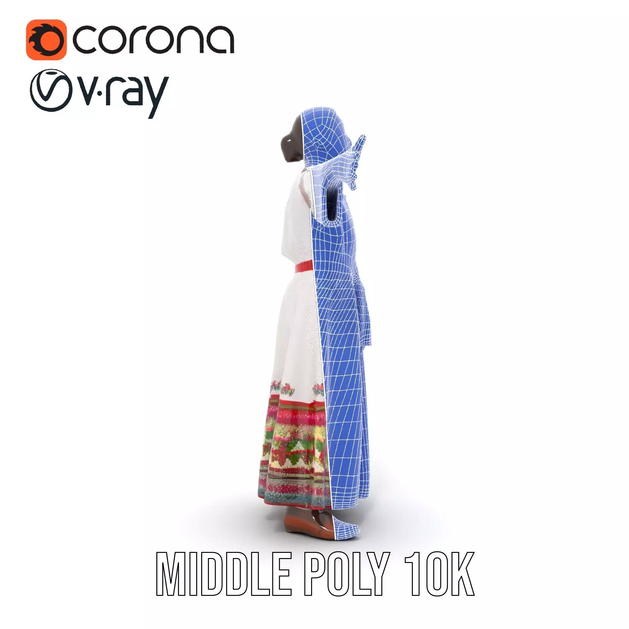 Traditional Embroidered Dress model pack Low-poly 3D model_13