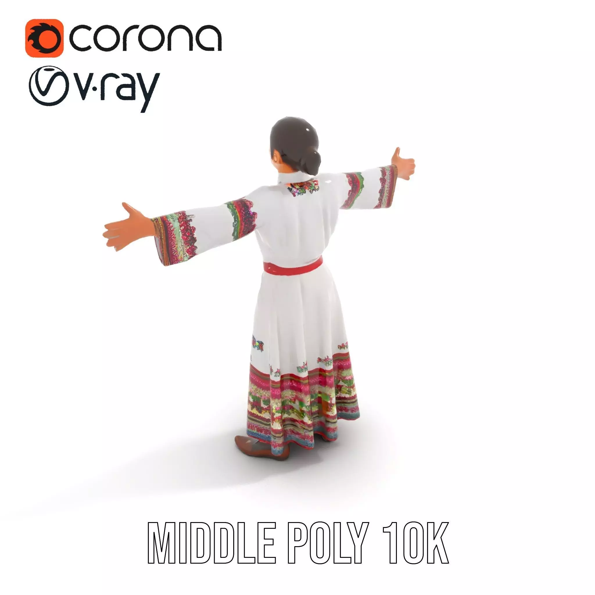 Traditional Embroidered Dress model pack Low-poly 3D model_5
