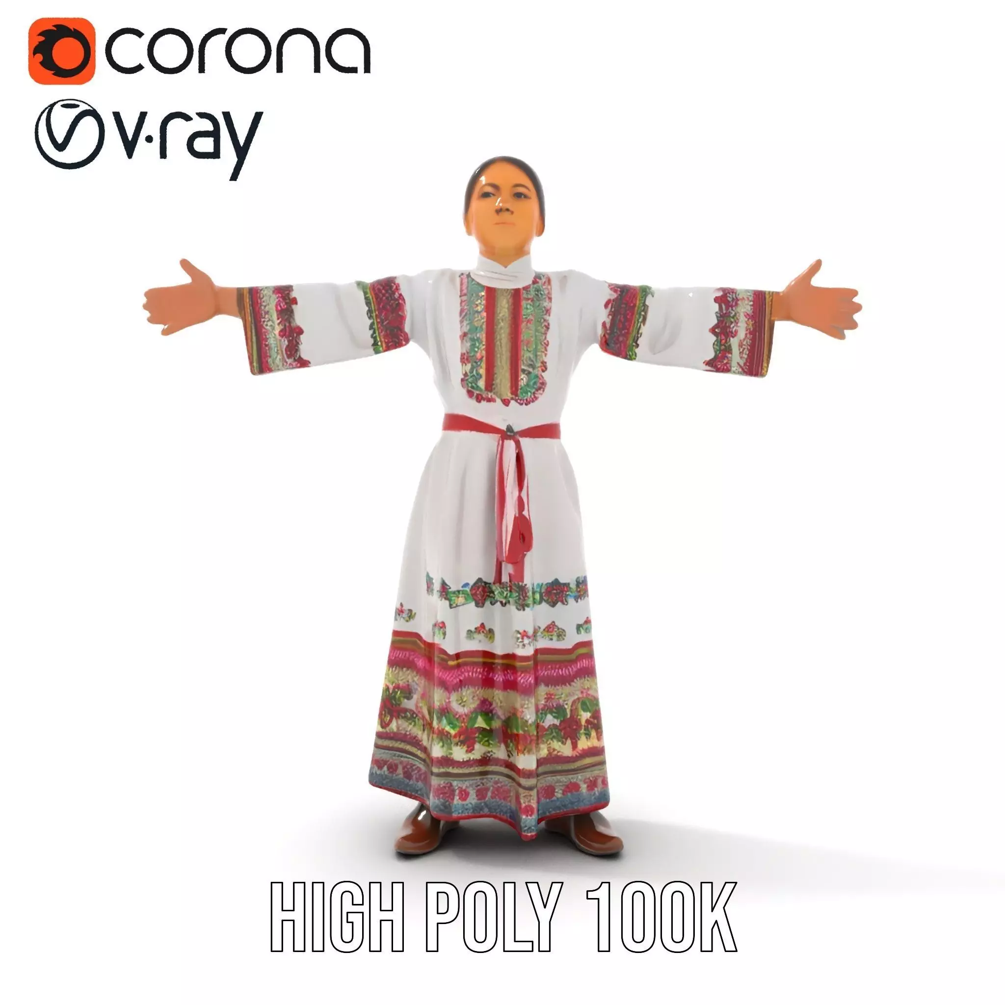 Traditional Embroidered Dress model pack Low-poly 3D model_18