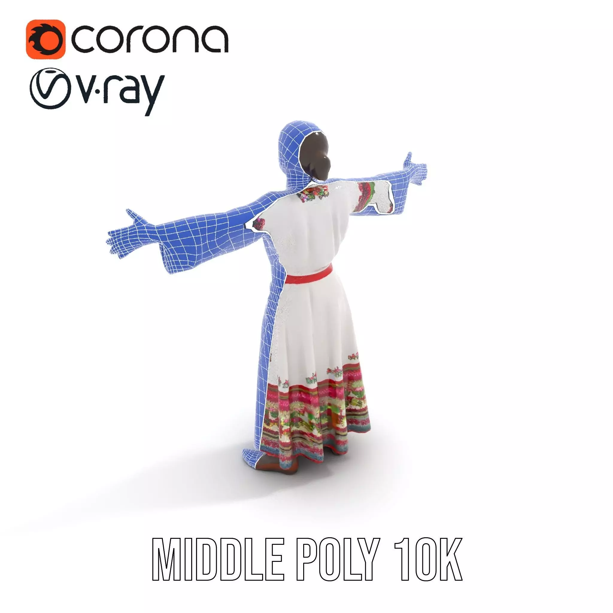 Traditional Embroidered Dress model pack Low-poly 3D model_24