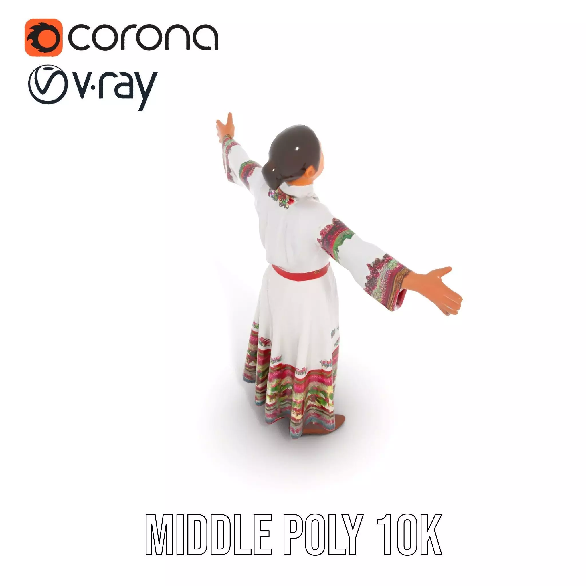 Traditional Embroidered Dress model pack Low-poly 3D model_10