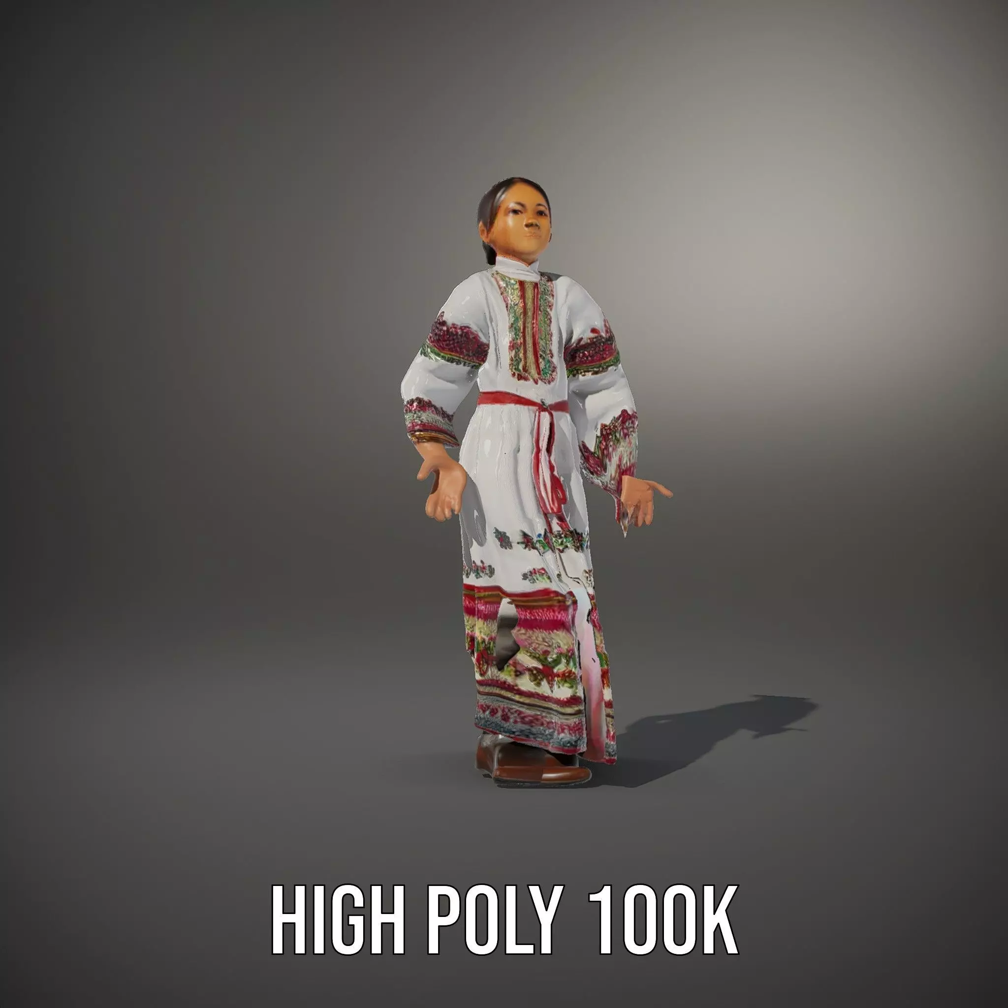 Traditional Embroidered Dress model pack Low-poly 3D model_9