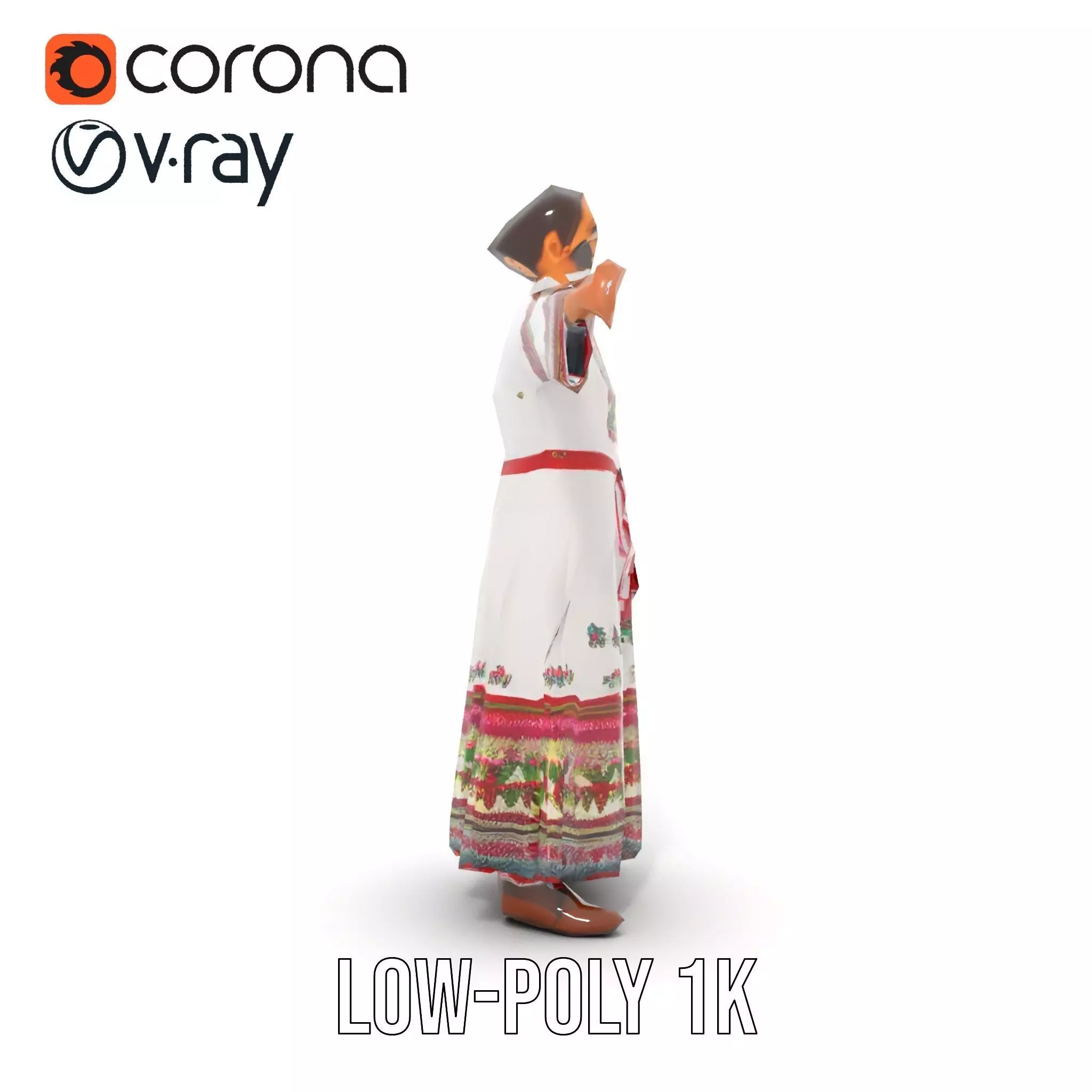 Traditional Embroidered Dress model pack Low-poly 3D model_28