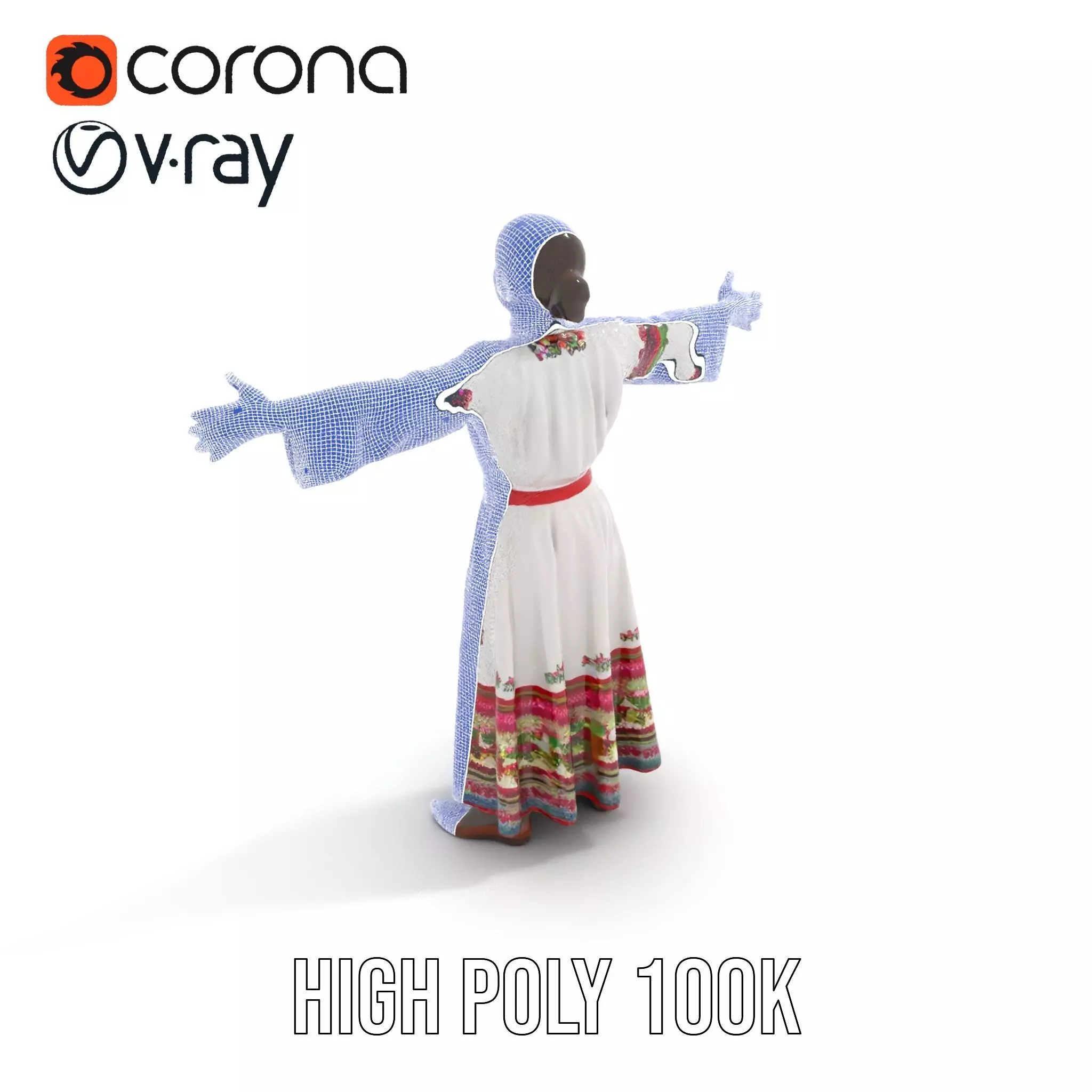 Traditional Embroidered Dress model pack Low-poly 3D model_33