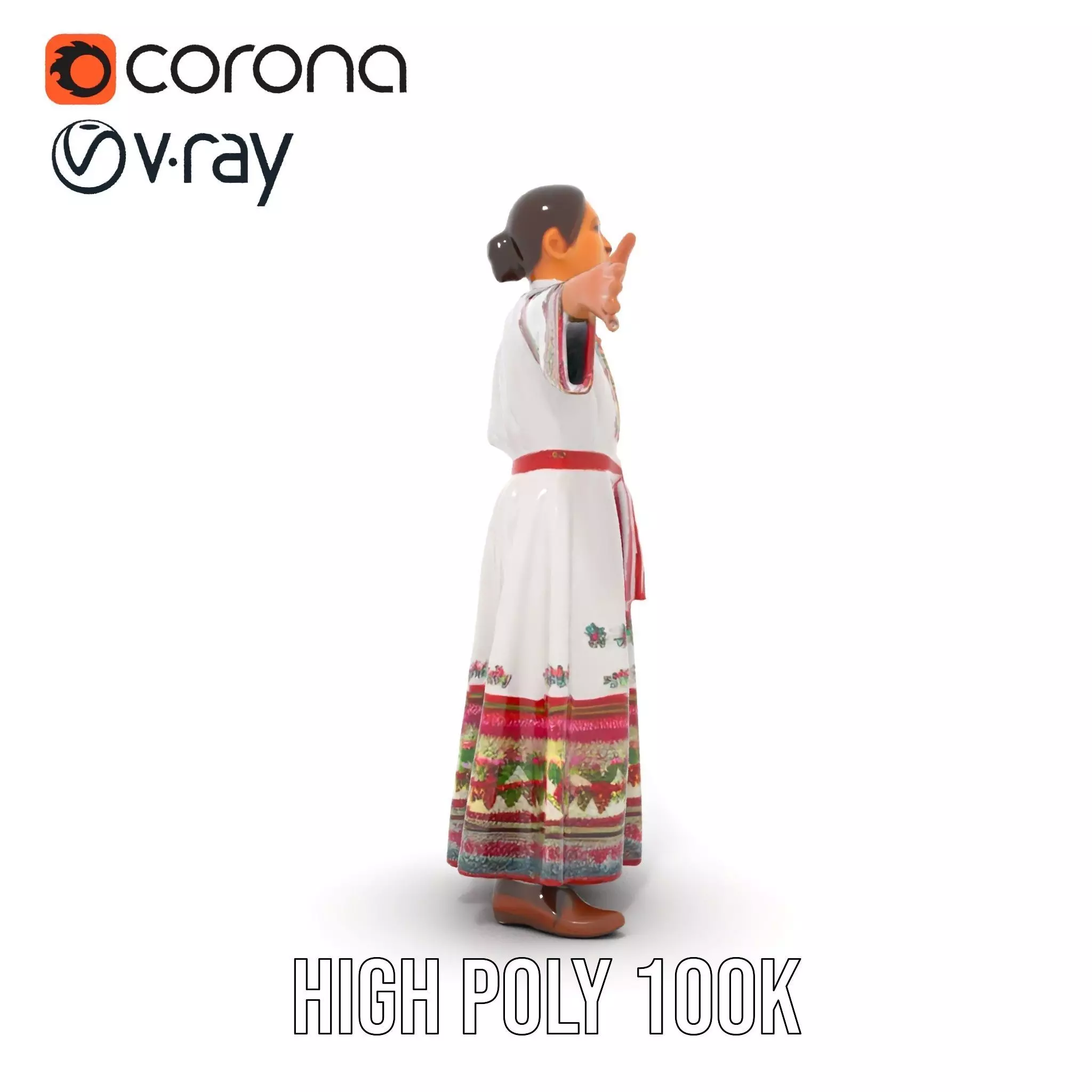 Traditional Embroidered Dress model pack Low-poly 3D model_26