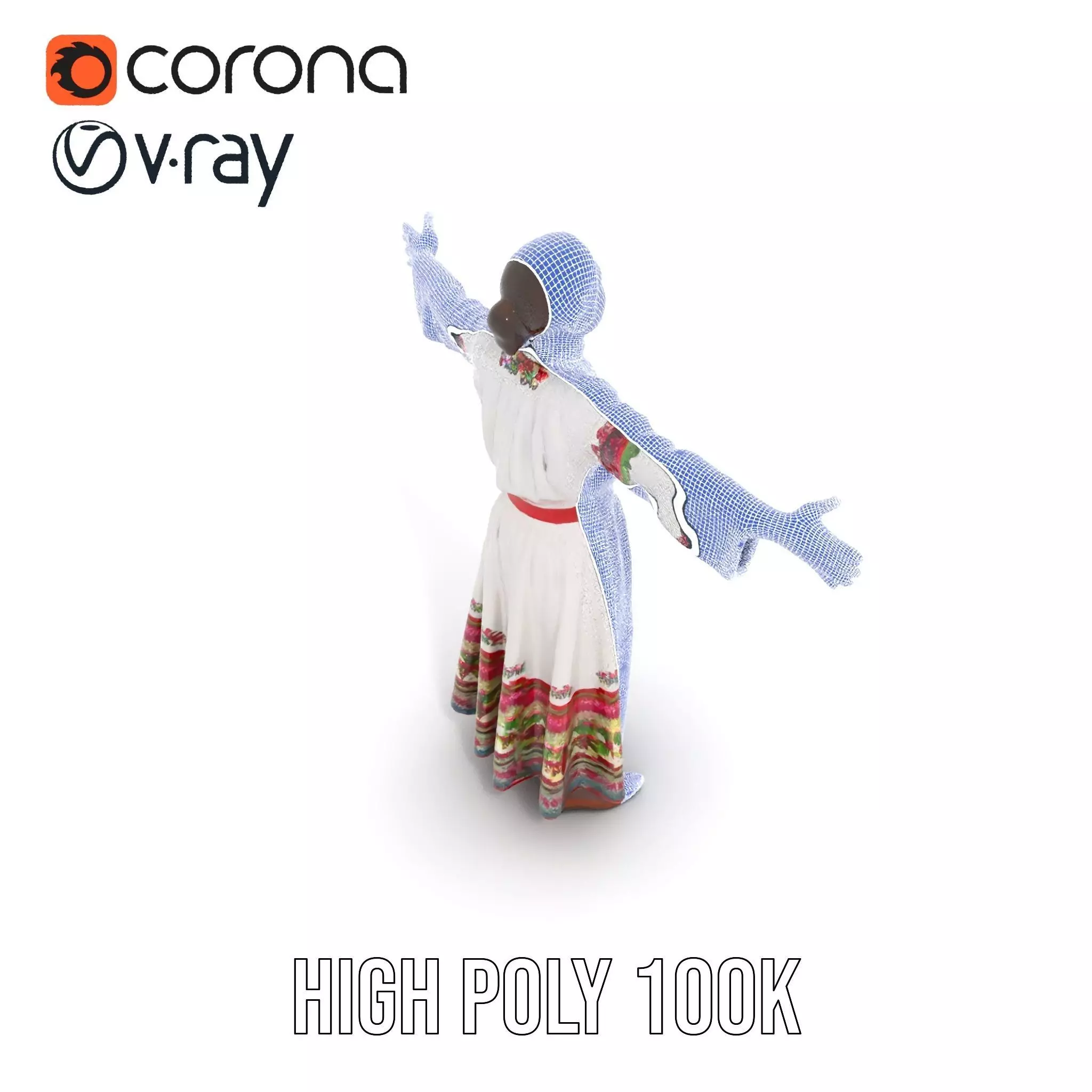 Traditional Embroidered Dress model pack Low-poly 3D model_29