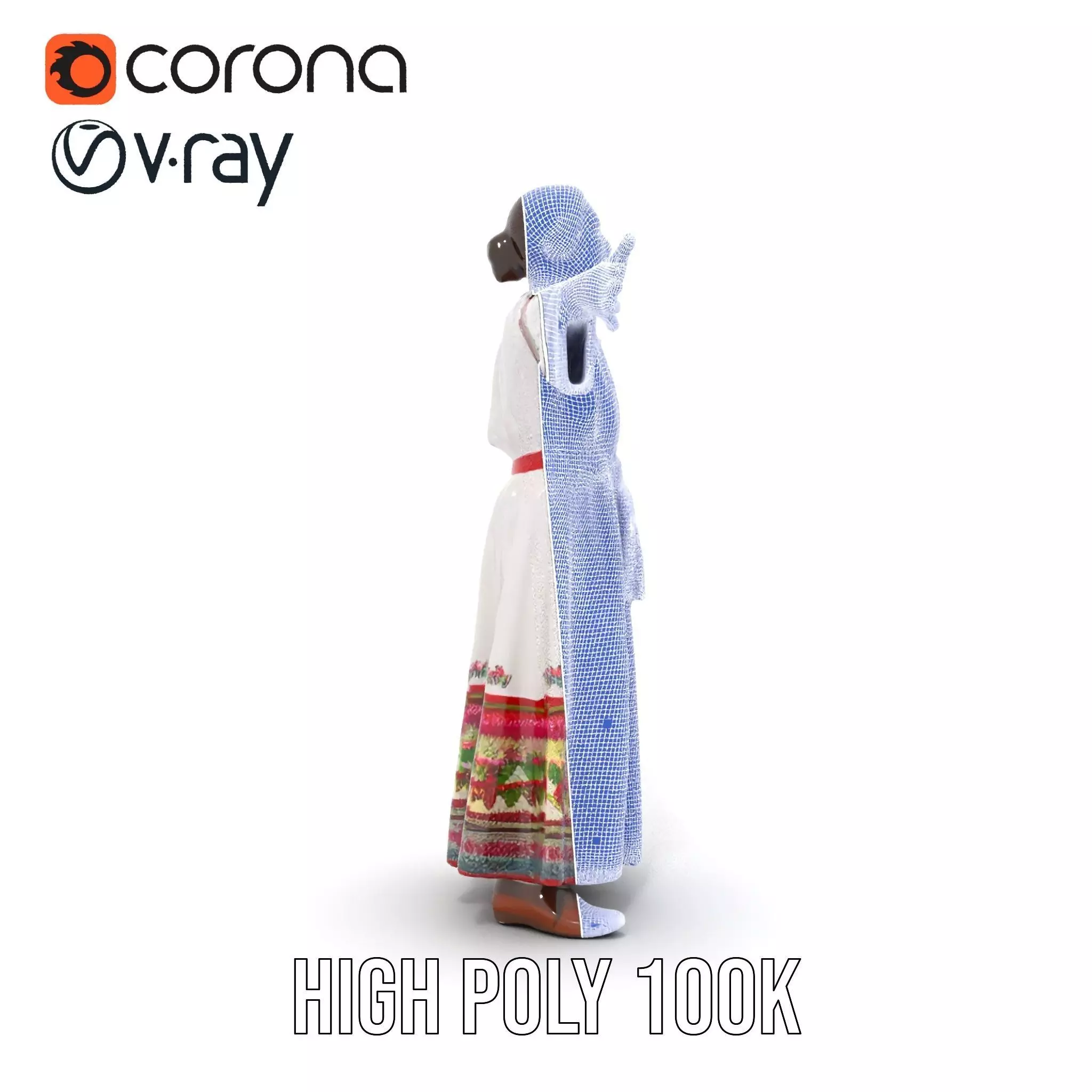 Traditional Embroidered Dress model pack Low-poly 3D model_32