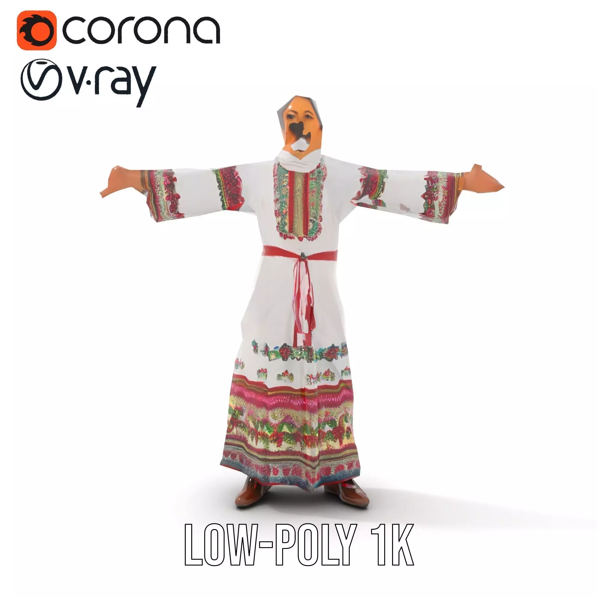 Traditional Embroidered Dress model pack Low-poly 3D model_8