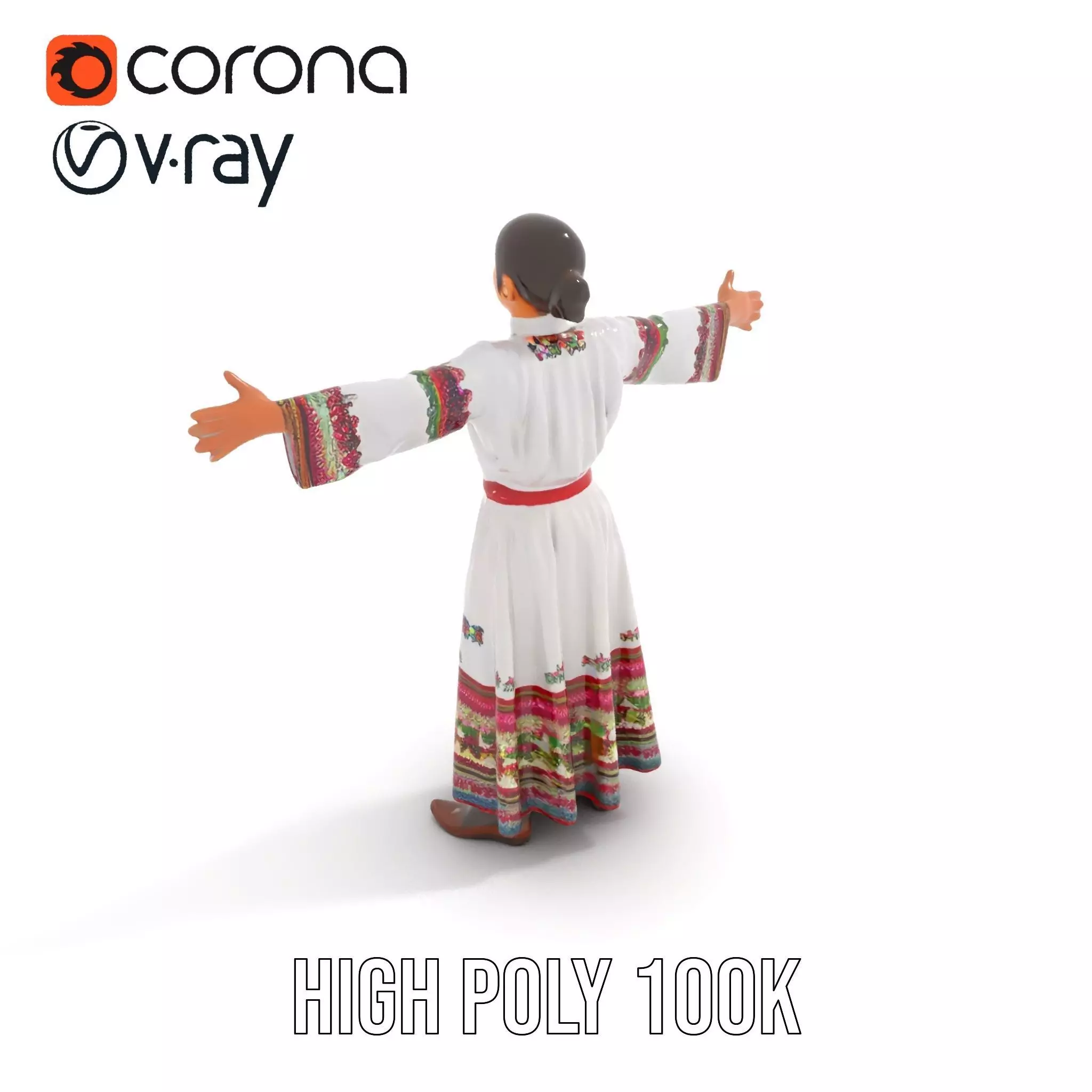 Traditional Embroidered Dress model pack Low-poly 3D model_23