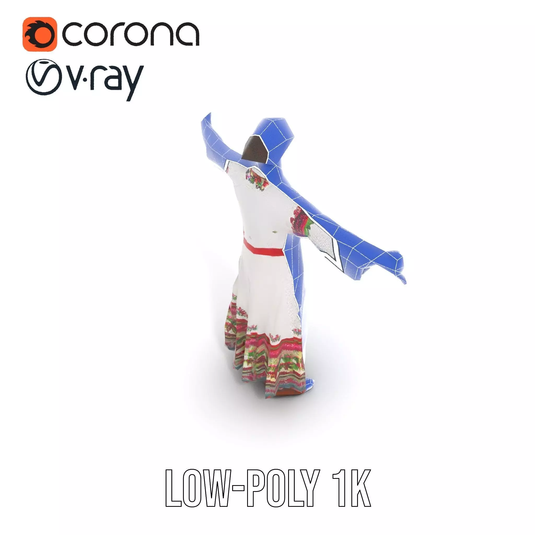 Traditional Embroidered Dress model pack Low-poly 3D model_14