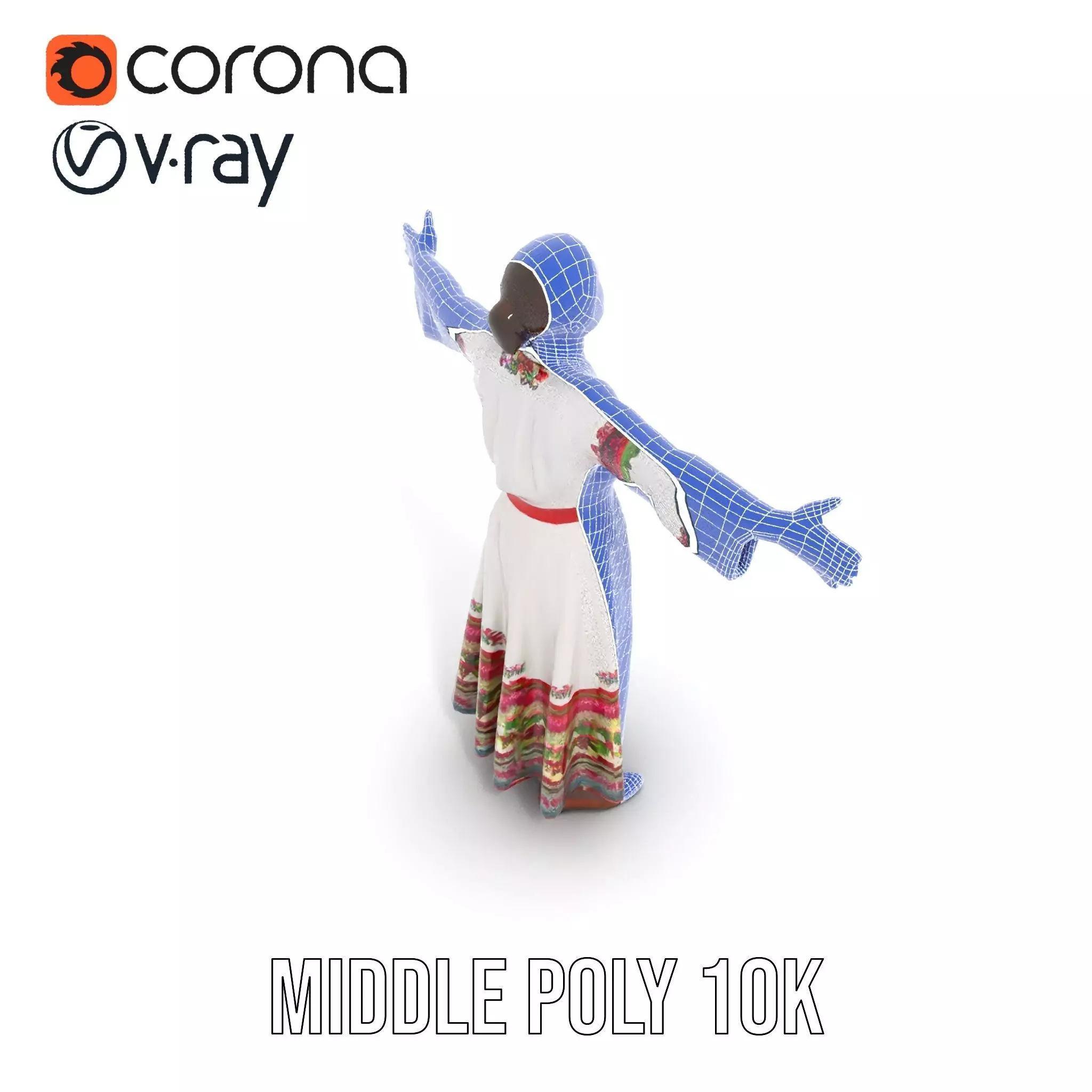 Traditional Embroidered Dress model pack Low-poly 3D model_27