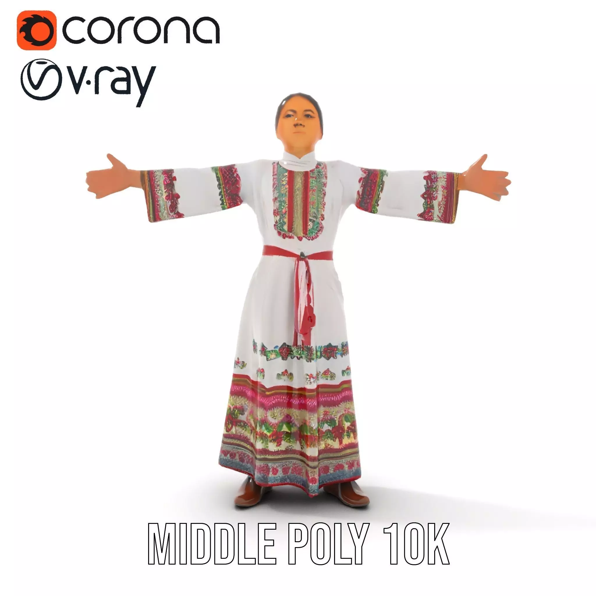 Traditional Embroidered Dress model pack Low-poly 3D model_21