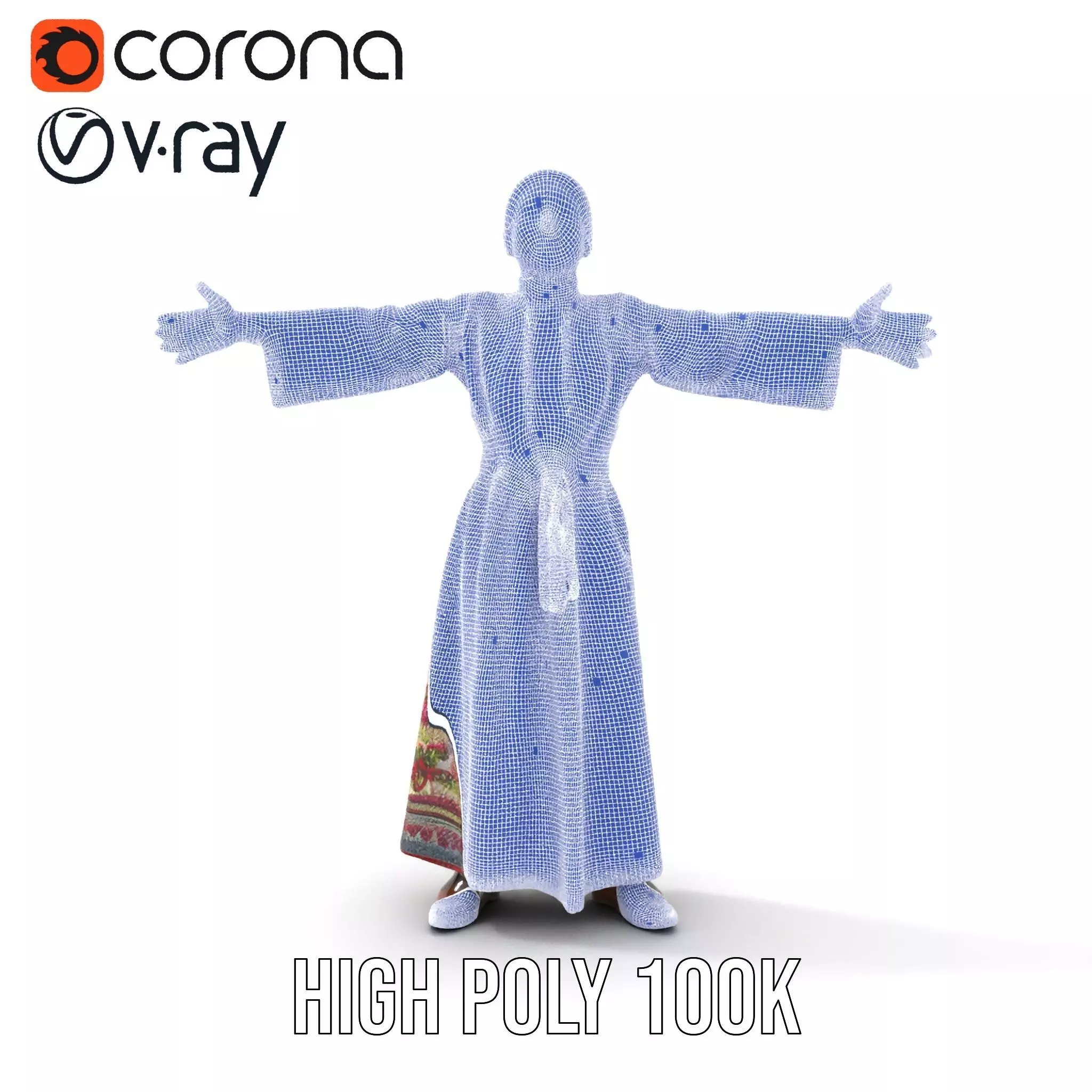 Traditional Embroidered Dress model pack Low-poly 3D model_34