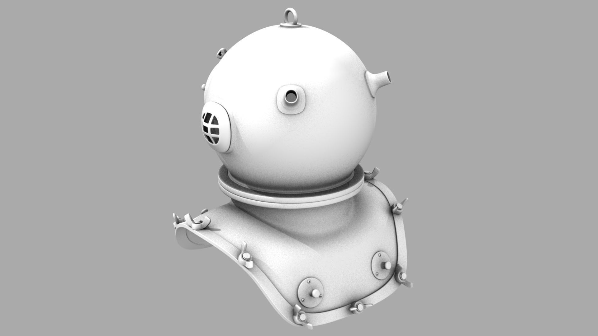 XIX Century diving helmet Low-poly 3D model_8