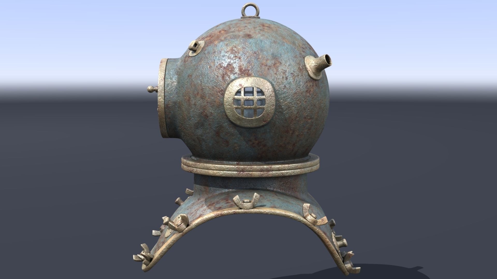 XIX Century diving helmet Low-poly 3D model_4