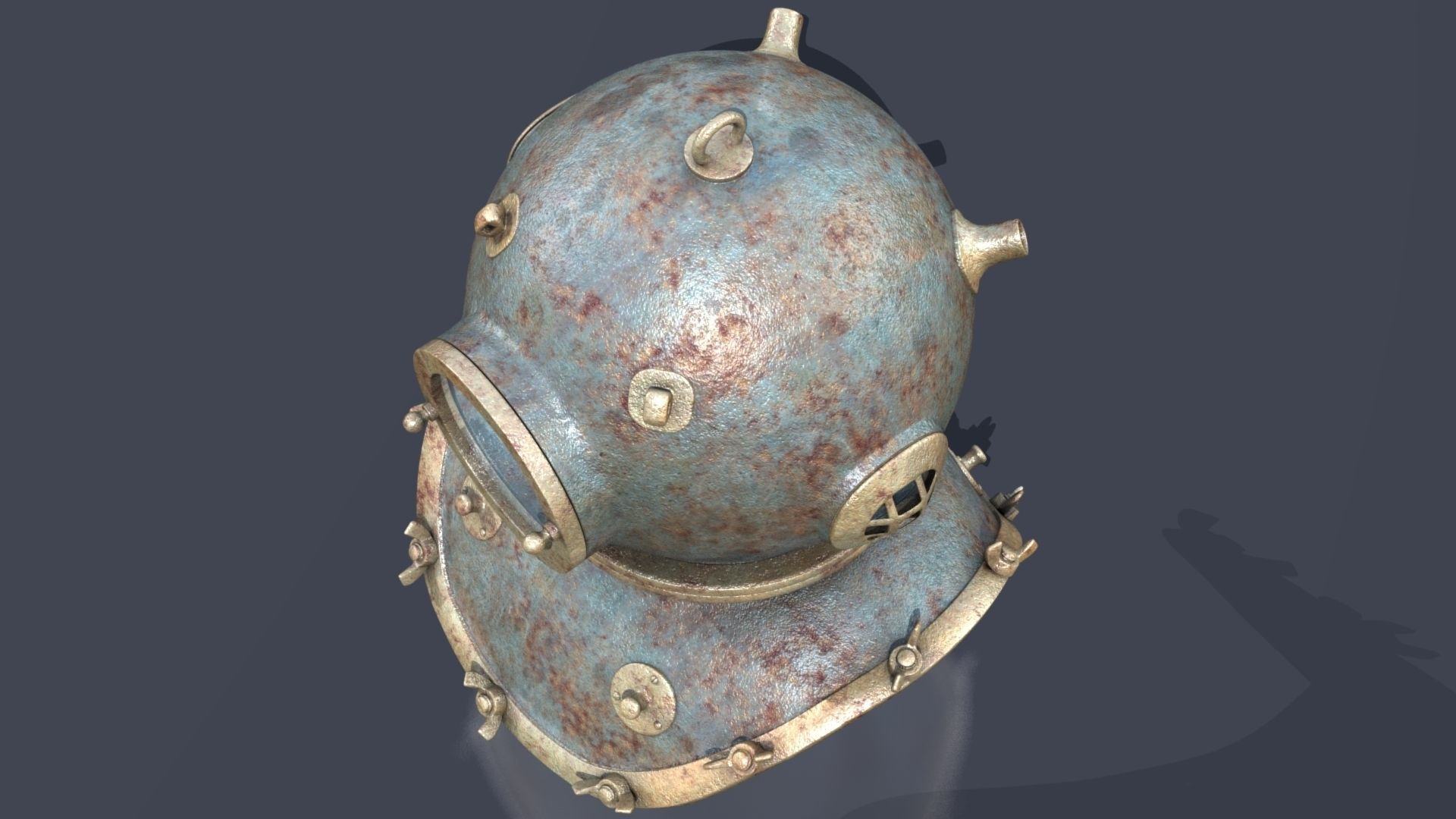XIX Century diving helmet Low-poly 3D model_2